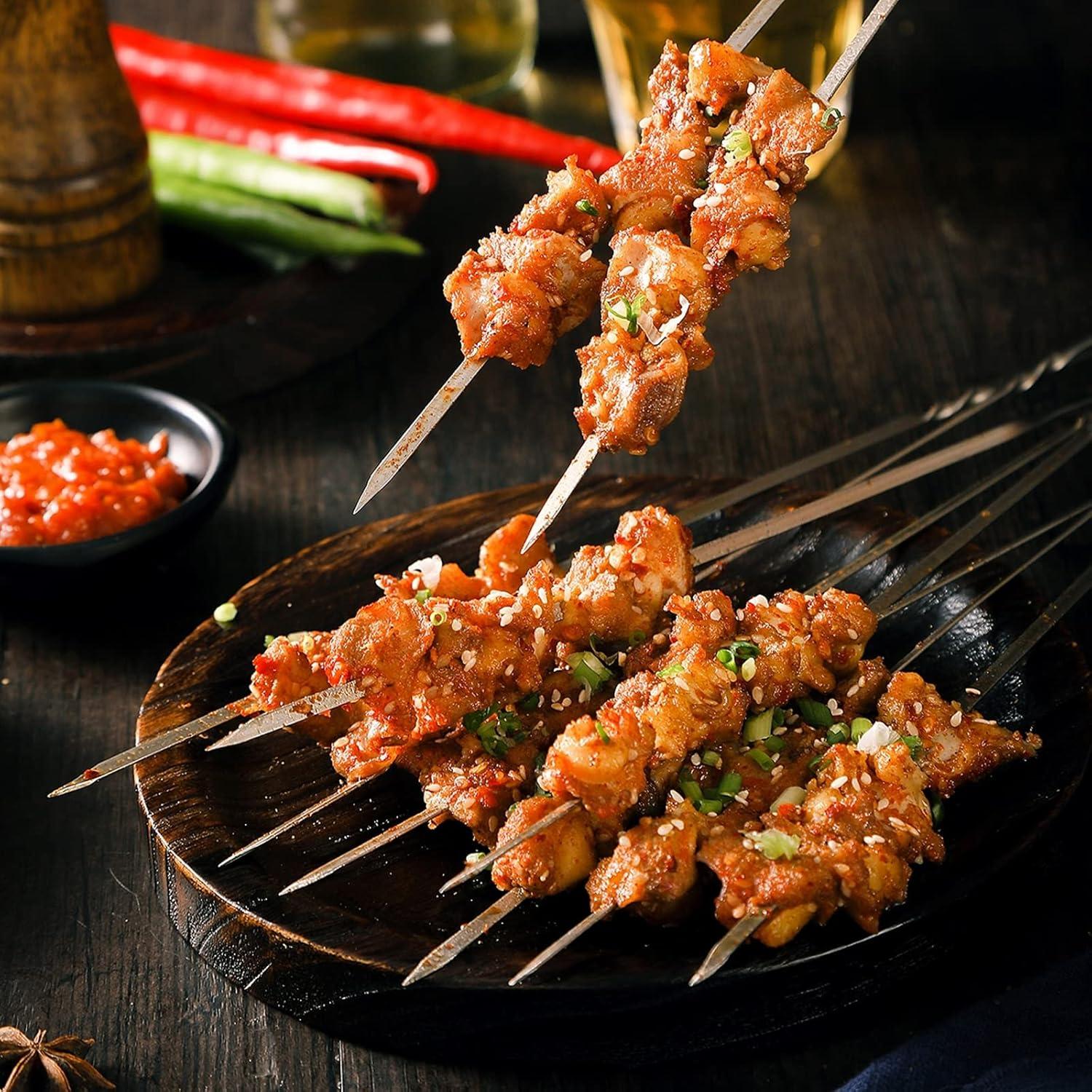 Pinchos de Barbacoa AIMEIKI 50 Piezas Acero Inoxidable 37.6 cm