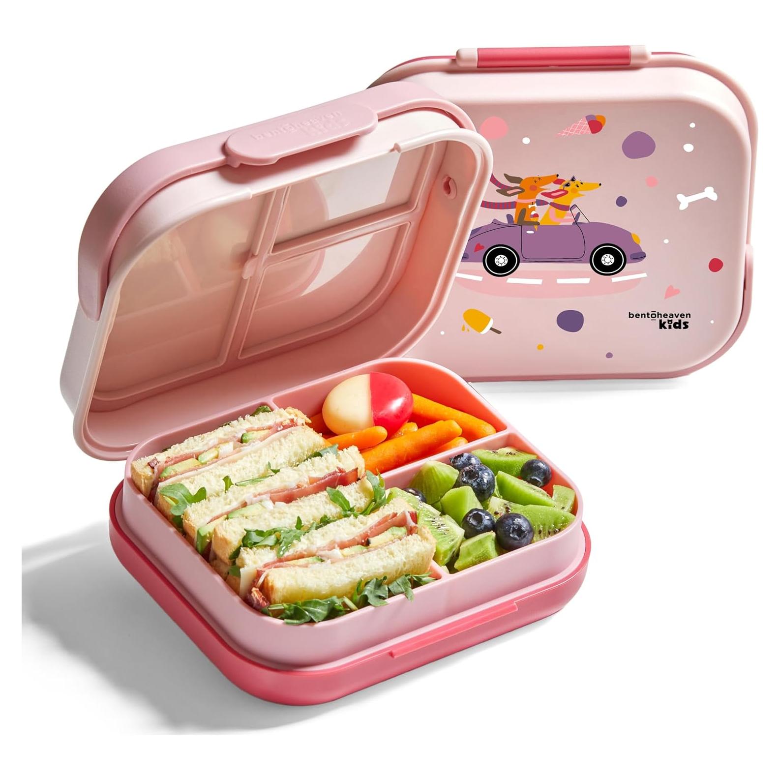 Caja Bento para Niños Bentoheaven Rosa Coral 900ml 3 Compartimentos