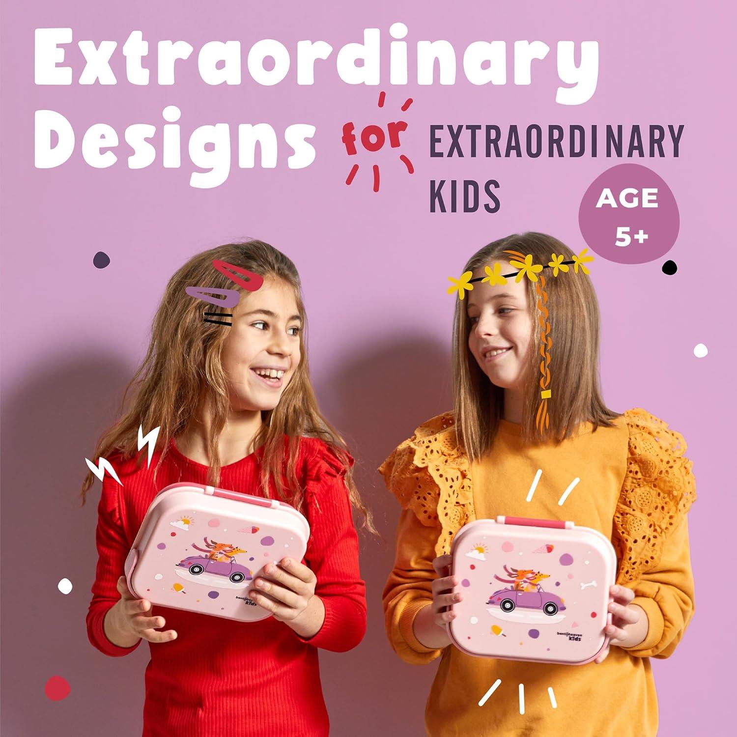 Caja Bento para Niños Bentoheaven Rosa Coral 900ml 3 Compartimentos