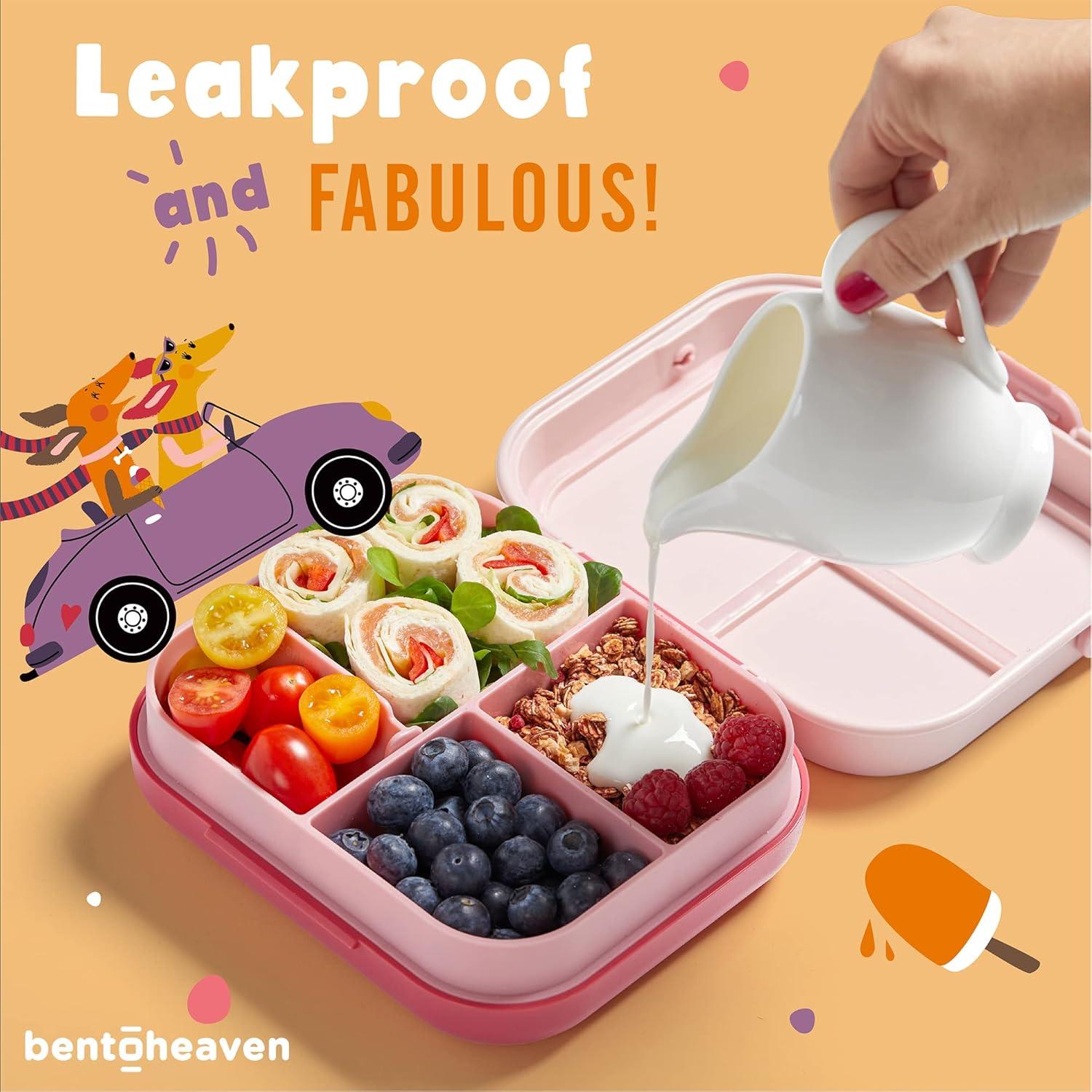 Caja Bento para Niños Bentoheaven Rosa Coral 900ml 3 Compartimentos