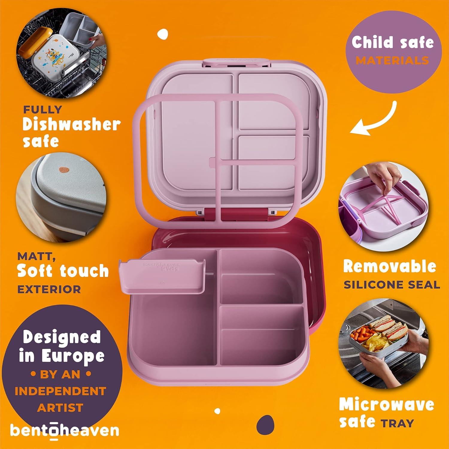 Caja Bento para Niños Bentoheaven Rosa Coral 900ml 3 Compartimentos