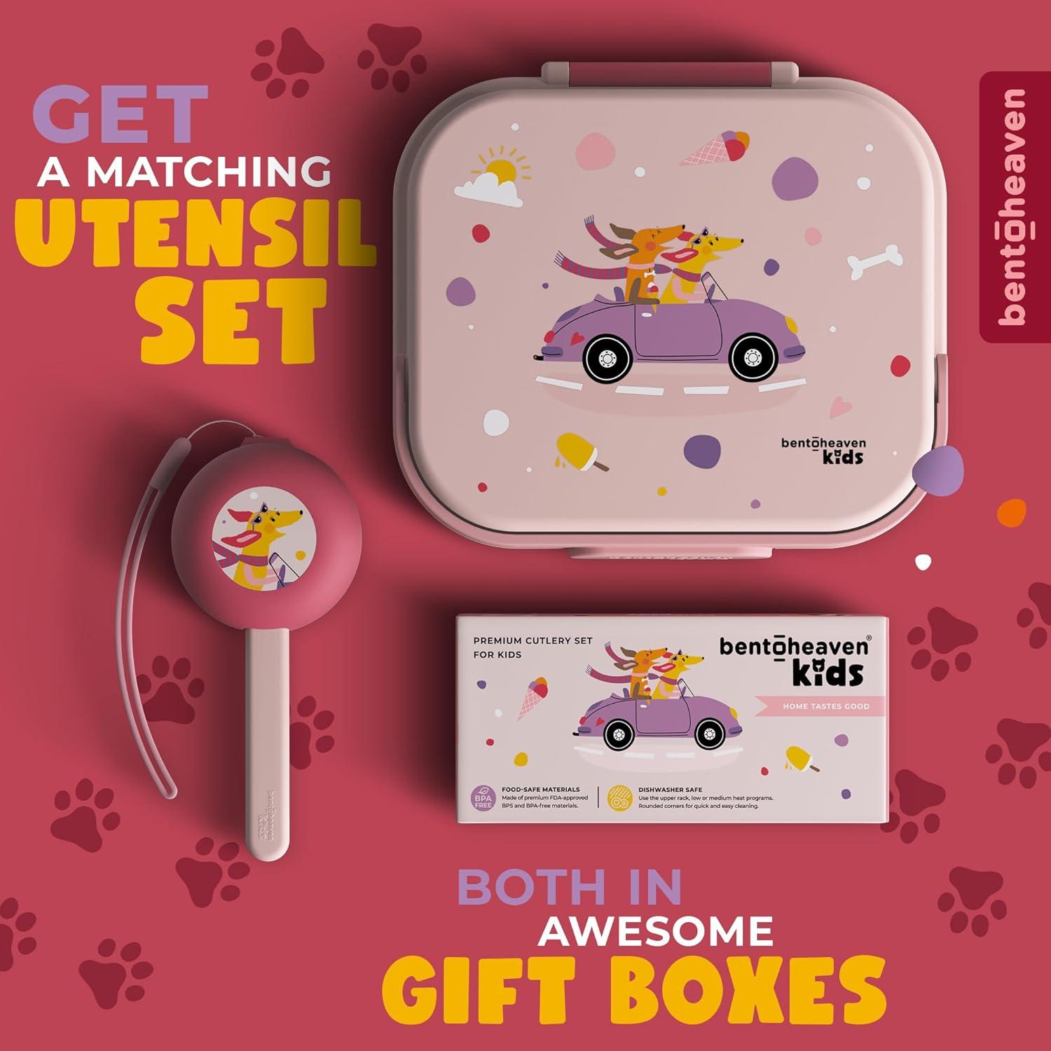 Caja Bento para Niños Bentoheaven Rosa Coral 900ml 3 Compartimentos