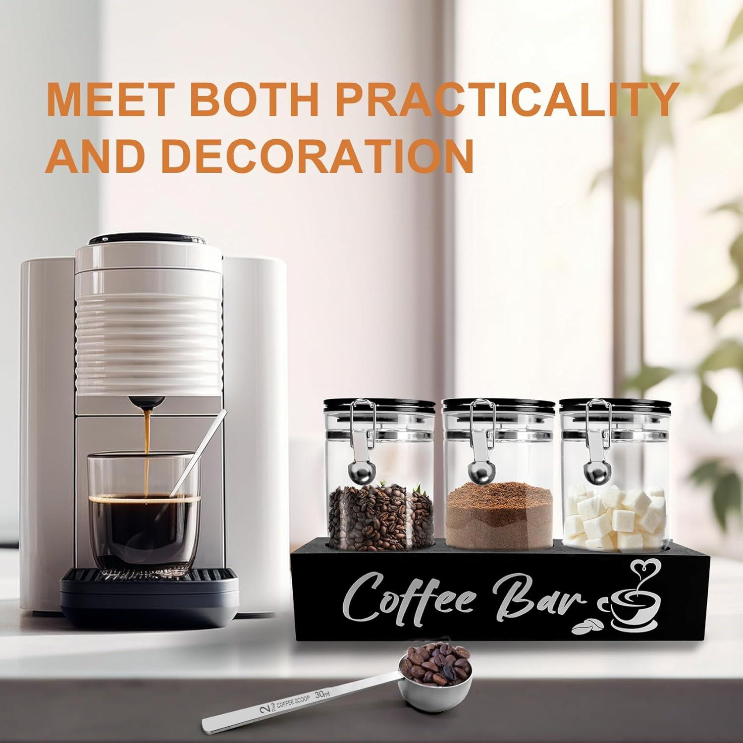 Contenedor de Vidrio Negro para Café 1.59L con Estante MACIFECI