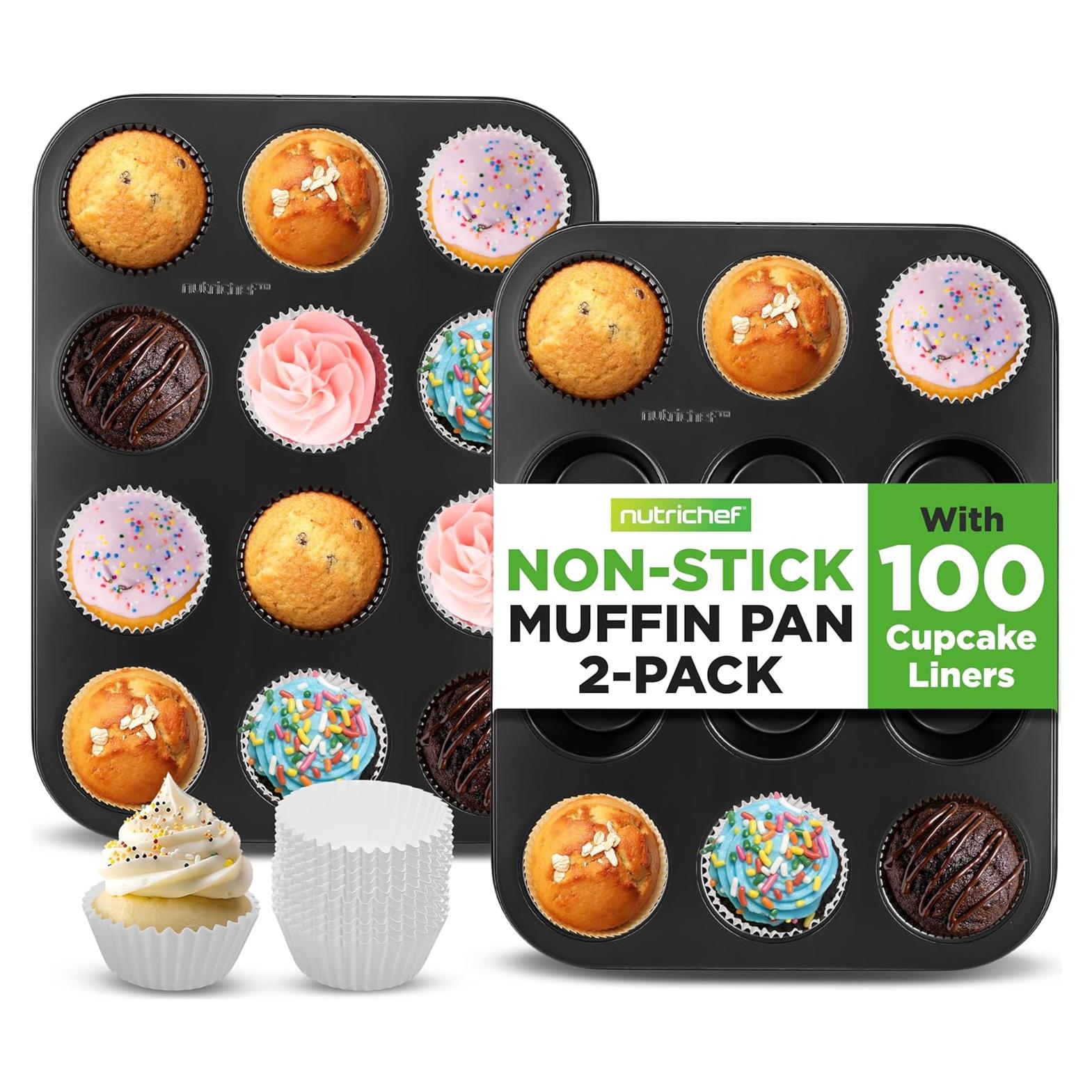 Moldes para Muffin NutriChef 2 Piezas 12 Cavidades Antiadherentes