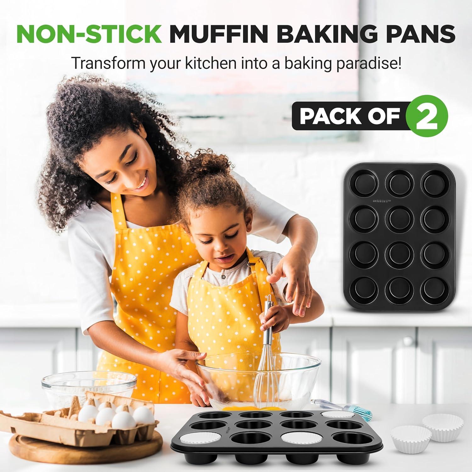 Moldes para Muffin NutriChef 2 Piezas 12 Cavidades Antiadherentes