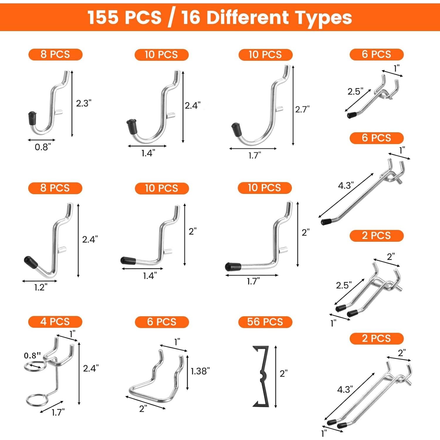 Kit de Accesorios para Tablero Perforado Enjoywood 155 PCS