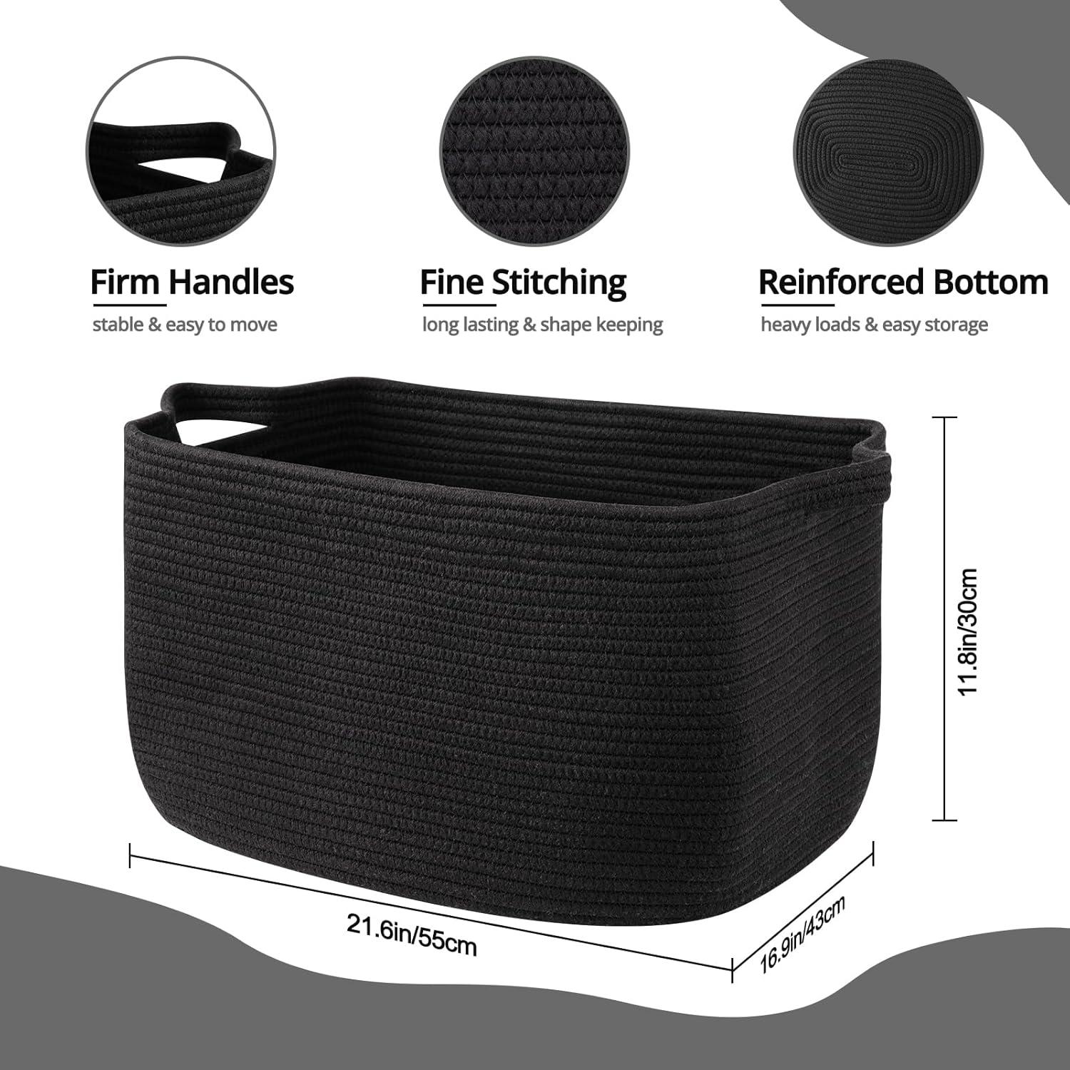 Cesta de Almacenamiento OIASKET 70L Algodón Negro 55x43x30cm