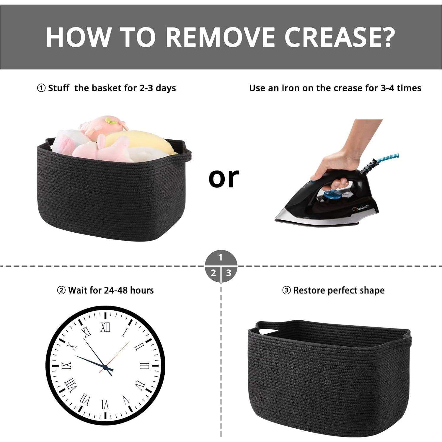 Cesta de Almacenamiento OIASKET 70L Algodón Negro 55x43x30cm