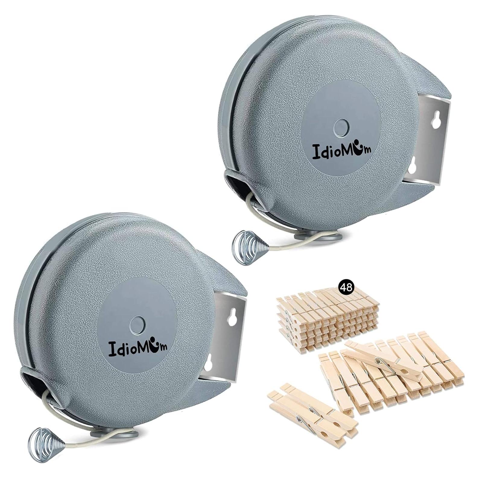 Cuerda de Ropa Retráctil IDIOMUM 12.19m con 48 Pinzas