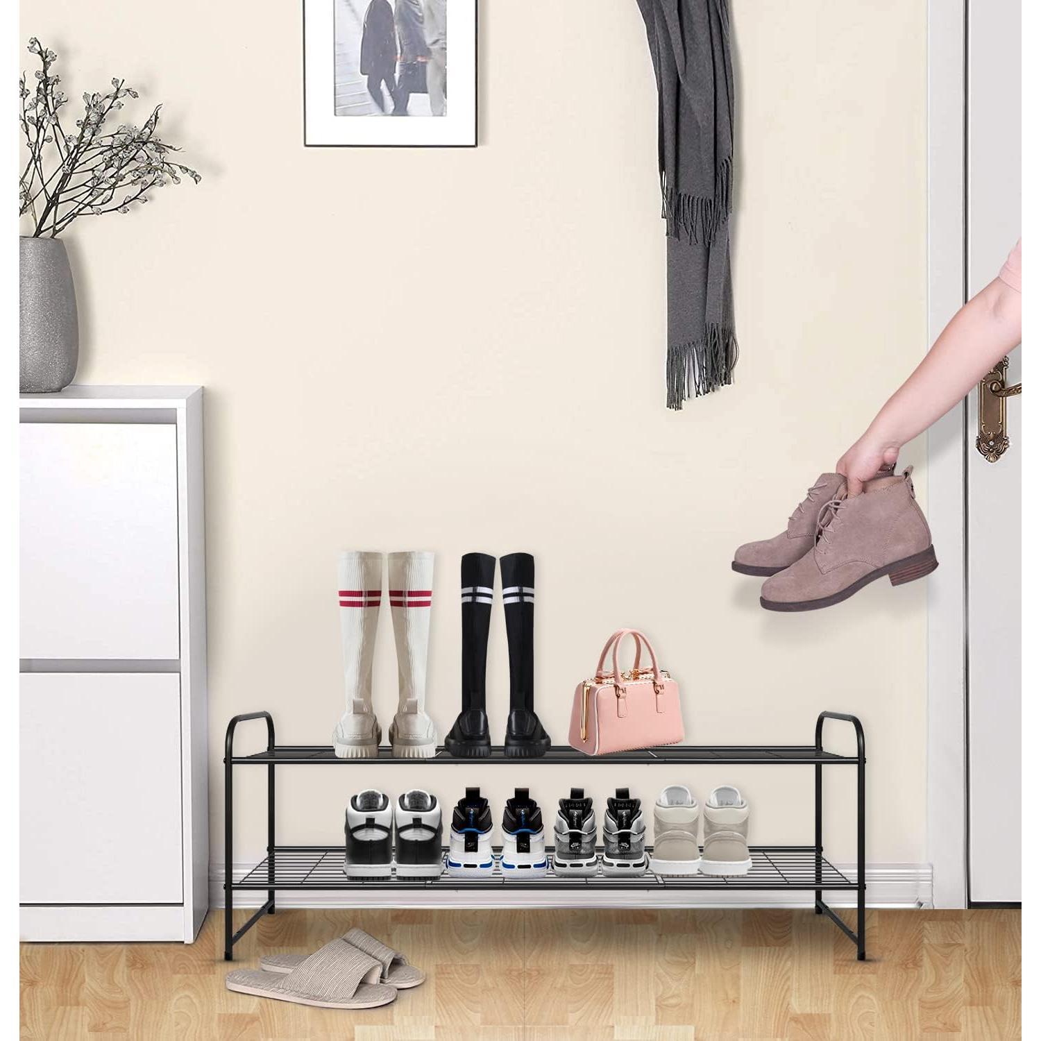 Estante de Zapatos Metálico KEETDY 2 Niveles Negro 18 Pares