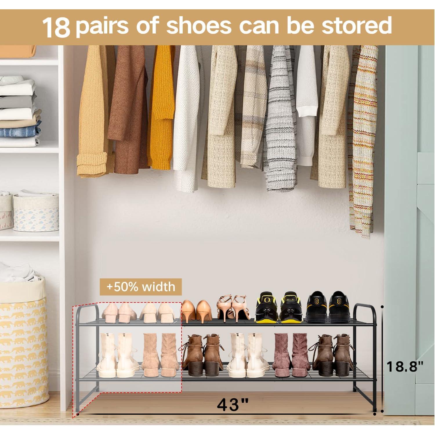 Estante de Zapatos Metálico KEETDY 2 Niveles Negro 18 Pares