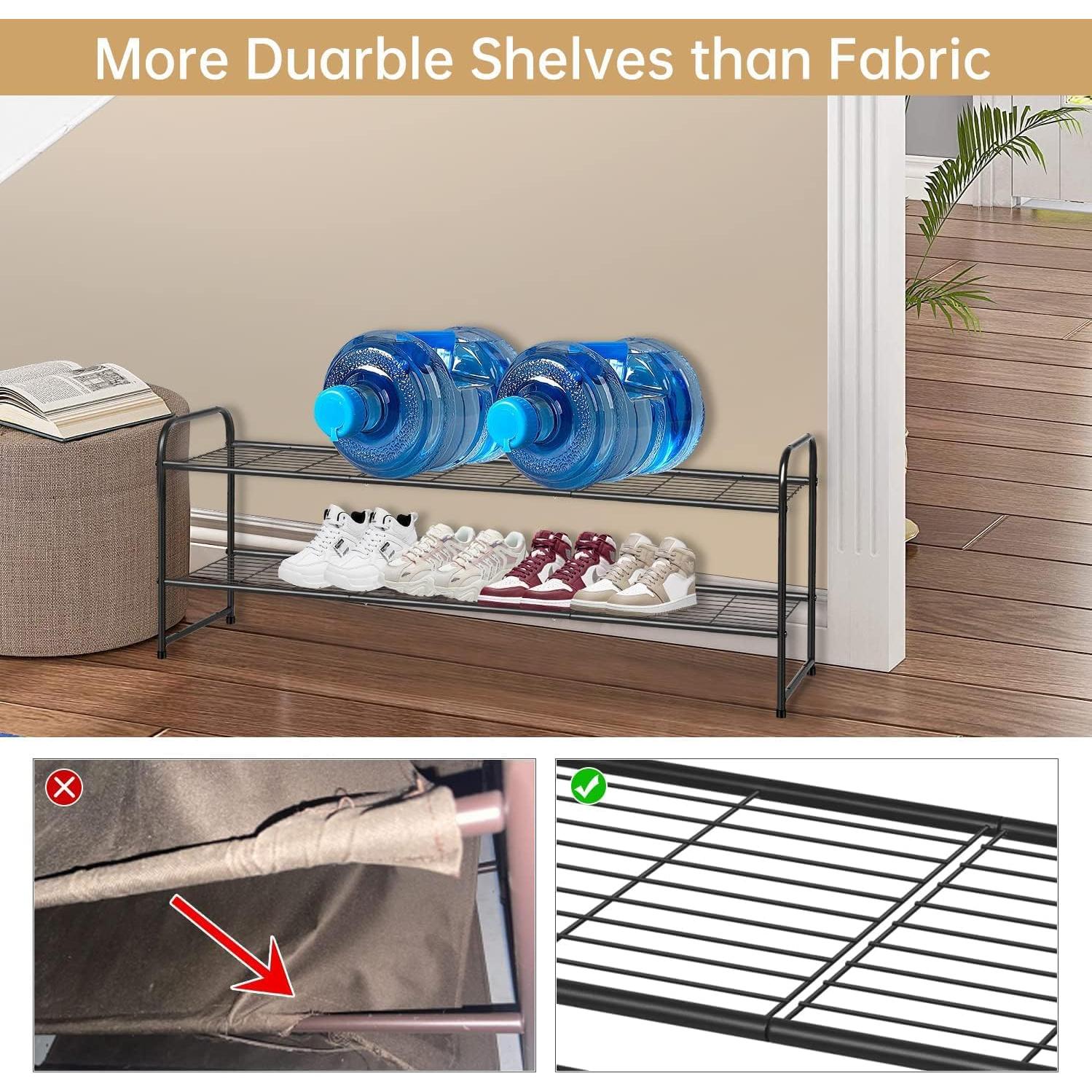 Estante de Zapatos Metálico KEETDY 2 Niveles Negro 18 Pares