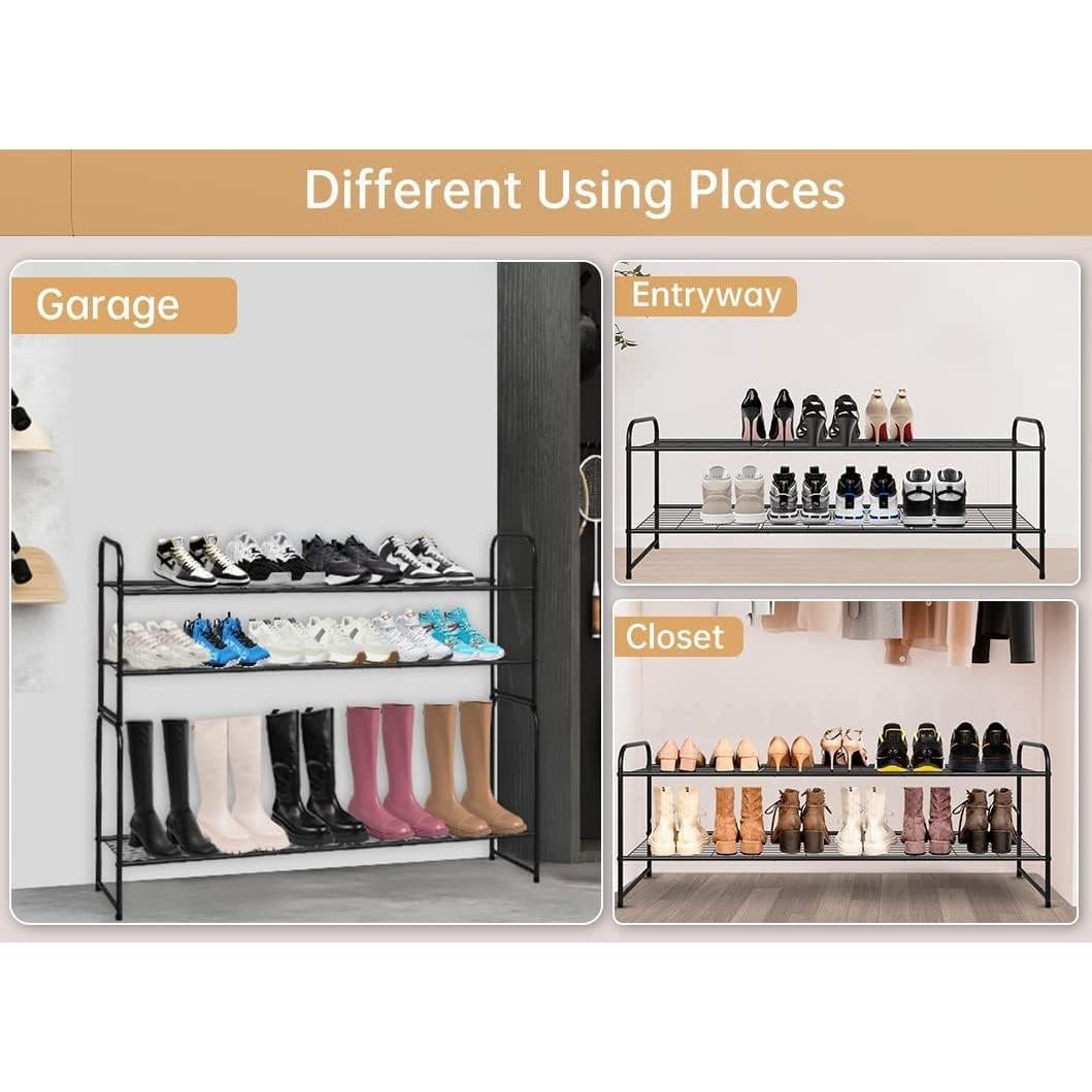 Estante de Zapatos Metálico KEETDY 2 Niveles Negro 18 Pares