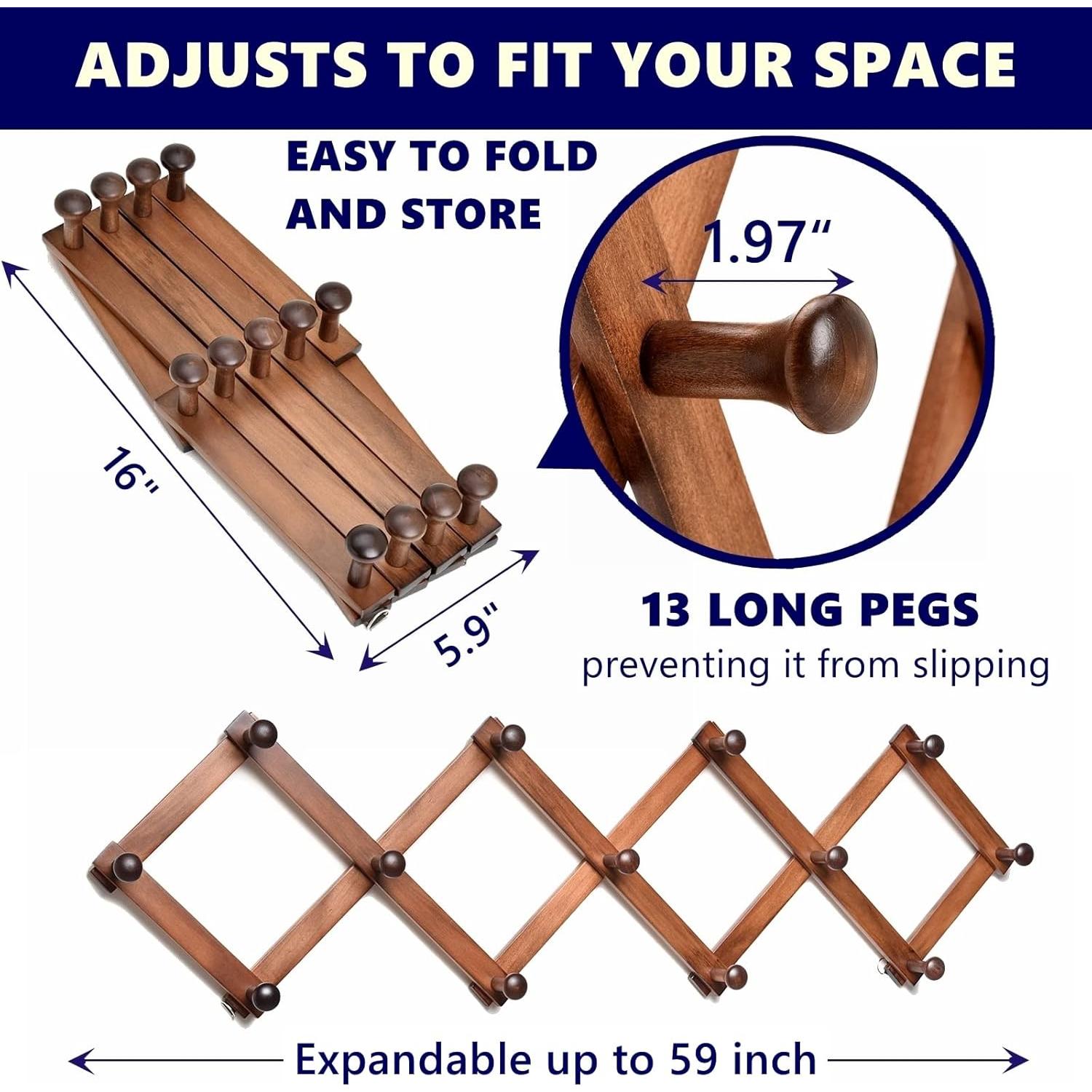 Perchero de Pared Expandible Amber Home 13 Ganchos Retro