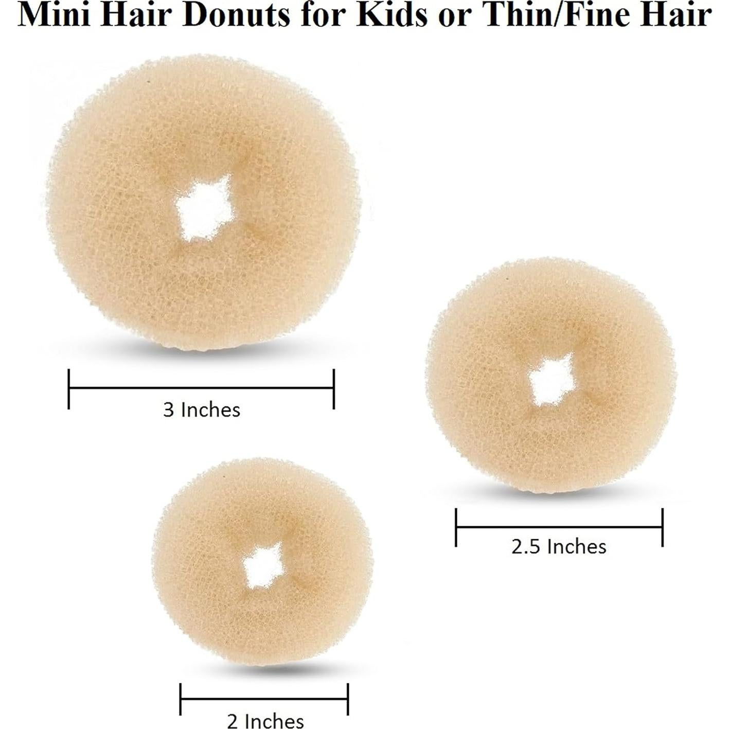 Set 3 Donuts de Pelo Niños Beaute Galleria Beige 5-7.6 cm