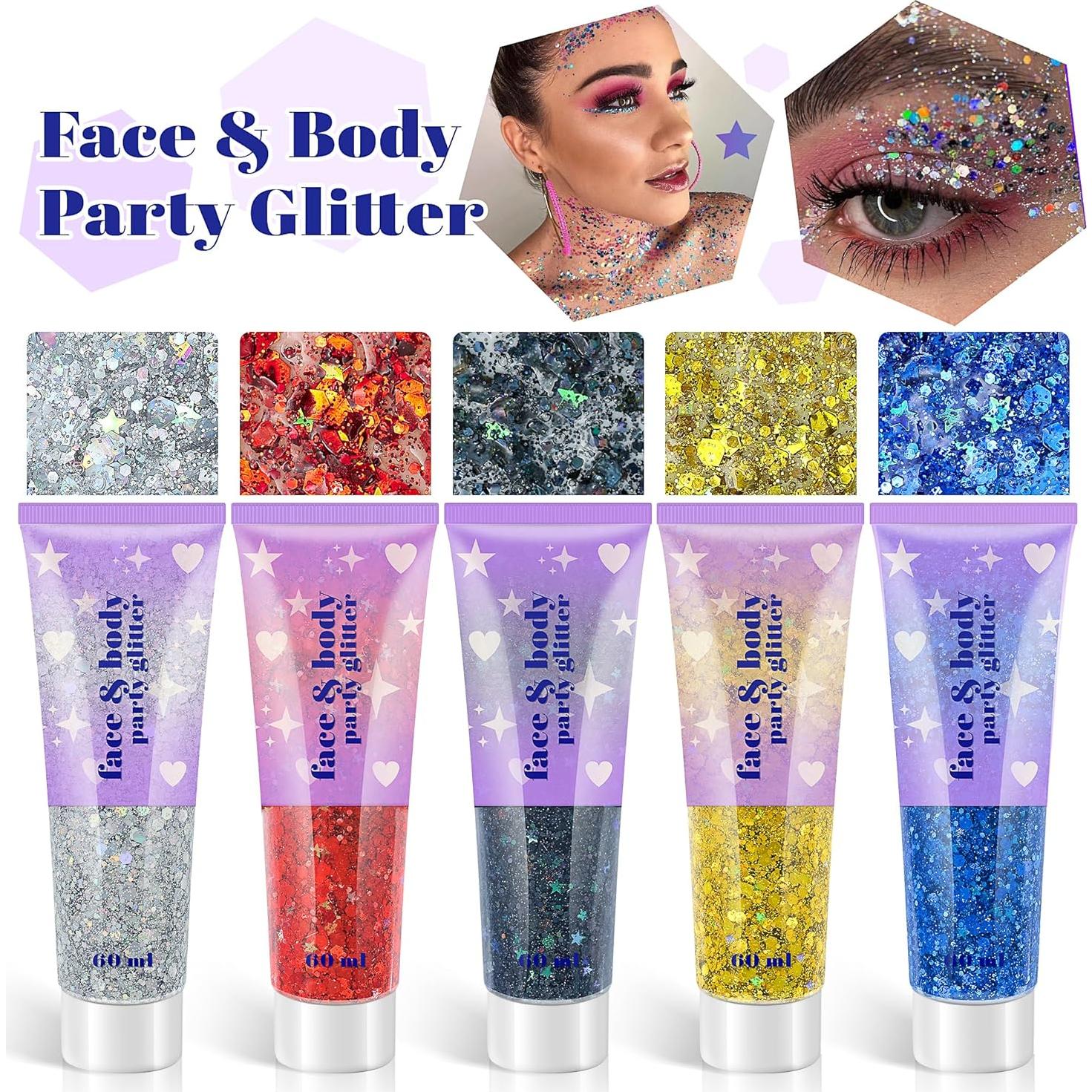 Gel de Brillo Corporal Linwulte 120ml Azul Claro Holográfico