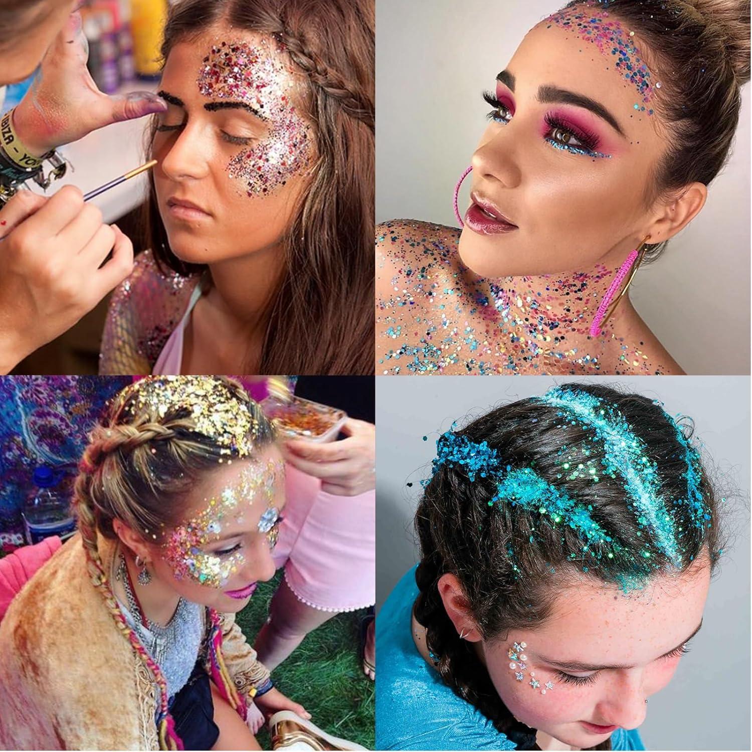 Gel de Brillo Corporal Linwulte 120ml Azul Claro Holográfico