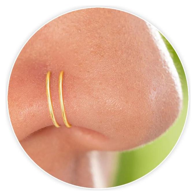 Aro de Nariz Espiral Dorado 14k Hipoalergénico 7mm