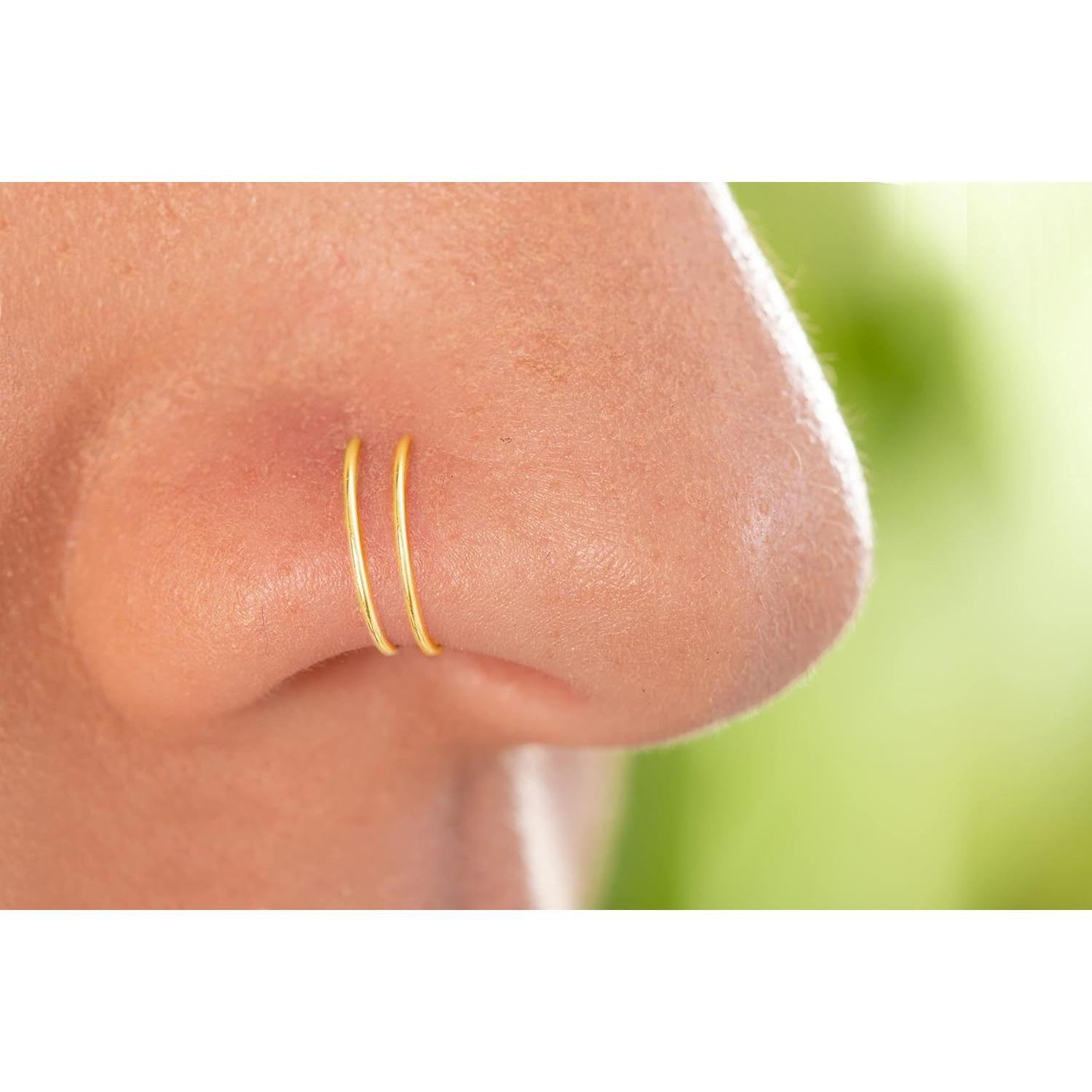 Aro de Nariz Espiral Dorado 14k Hipoalergénico 7mm