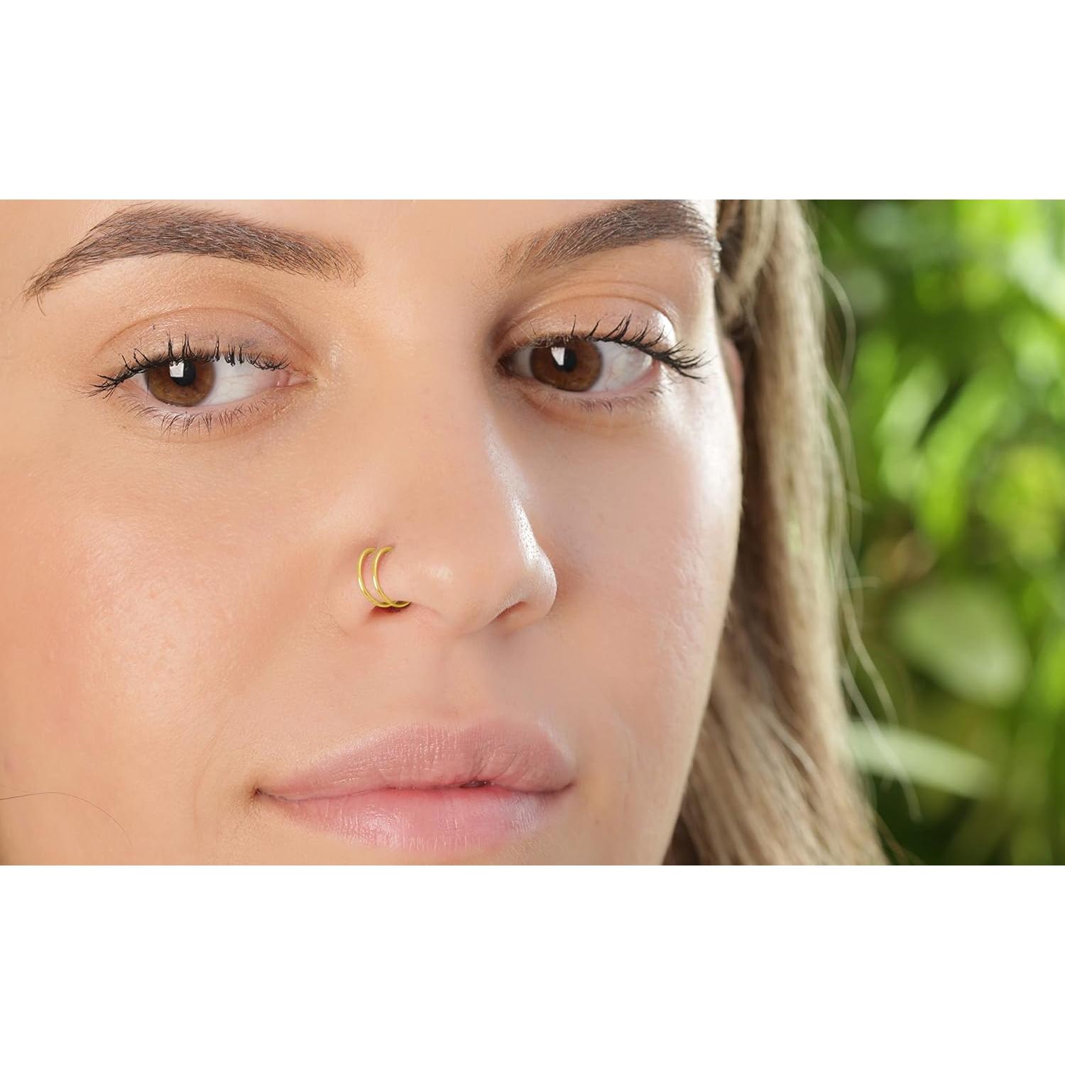 Aro de Nariz Espiral Dorado 14k Hipoalergénico 7mm