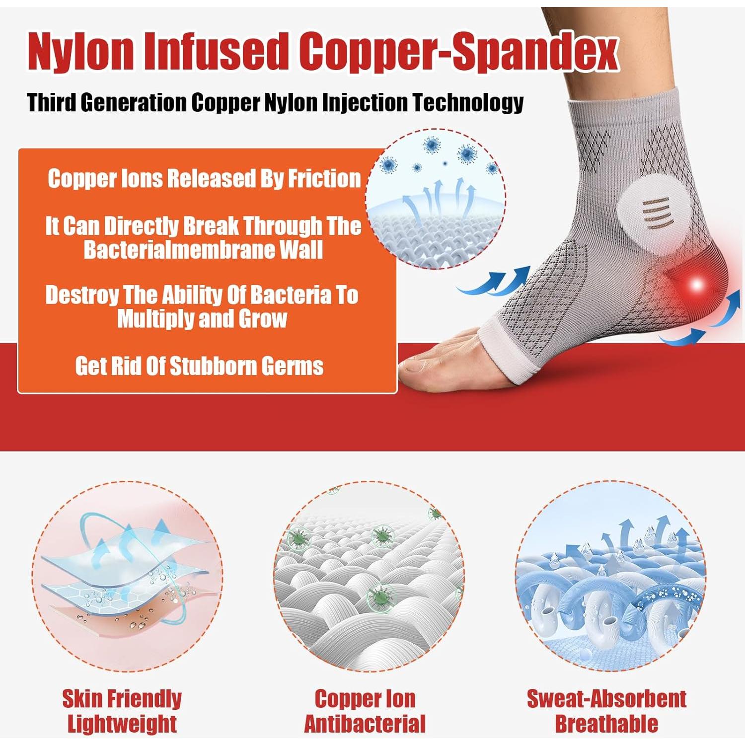 3 Pares Calcetines de Compresión Sagry para Fascitis Plantar - Alivio del Dolor y Soporte para Tobillo (Gris, Mediano)