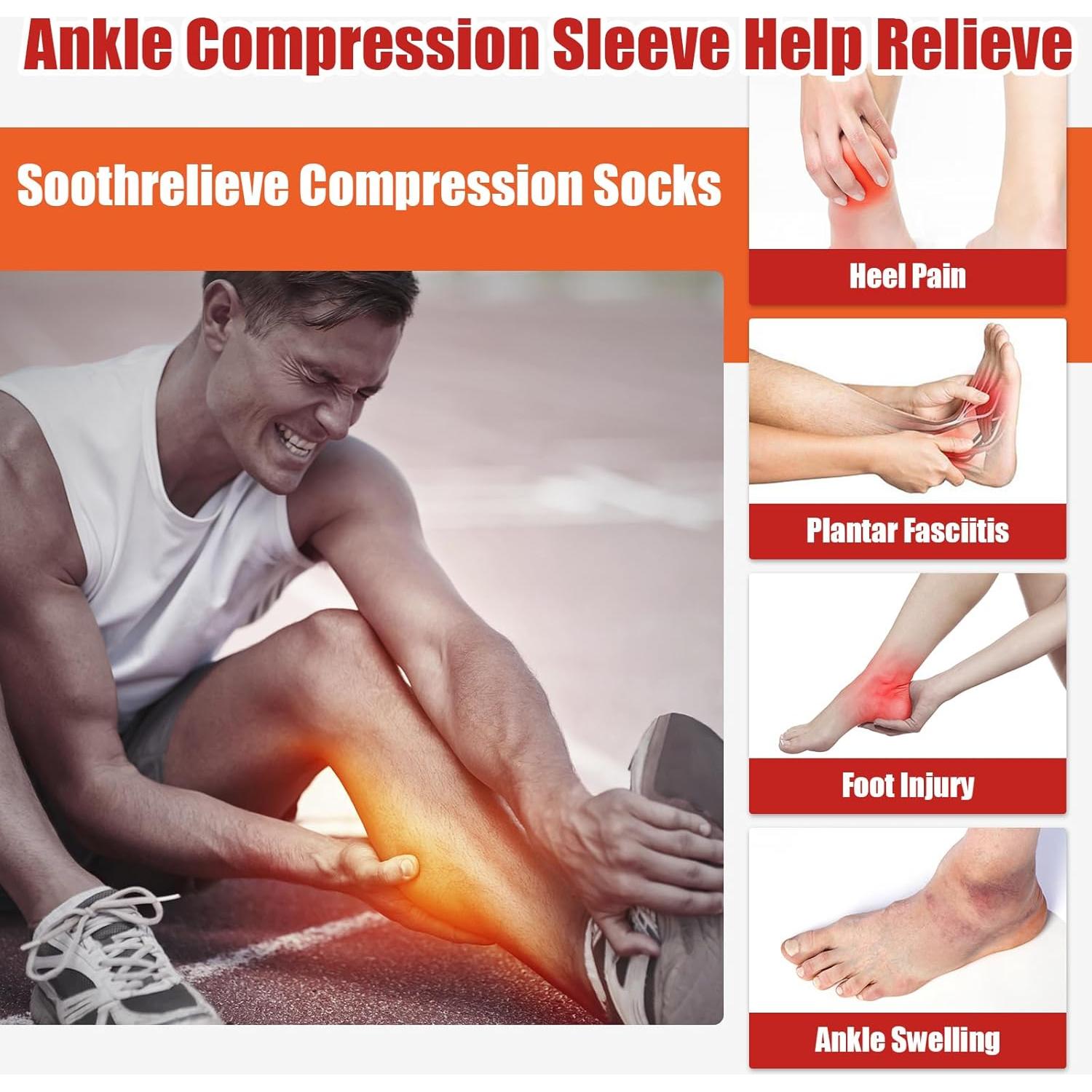 3 Pares Calcetines de Compresión Sagry para Fascitis Plantar - Alivio del Dolor y Soporte para Tobillo (Gris, Mediano)