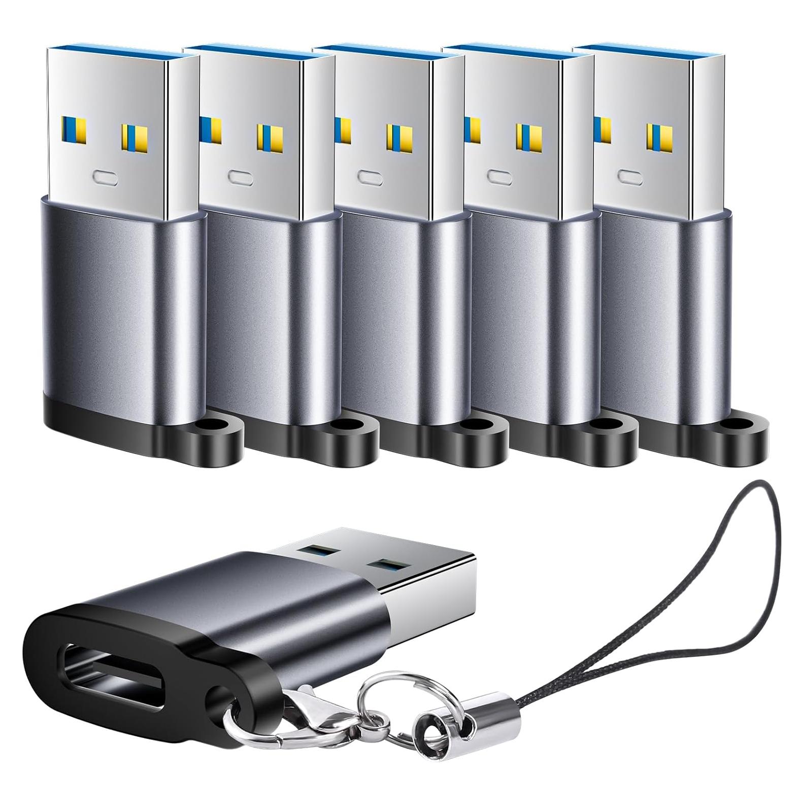 Adaptador USB a USB-C BaseNew 6 Paquetes Gris 5 Gbps