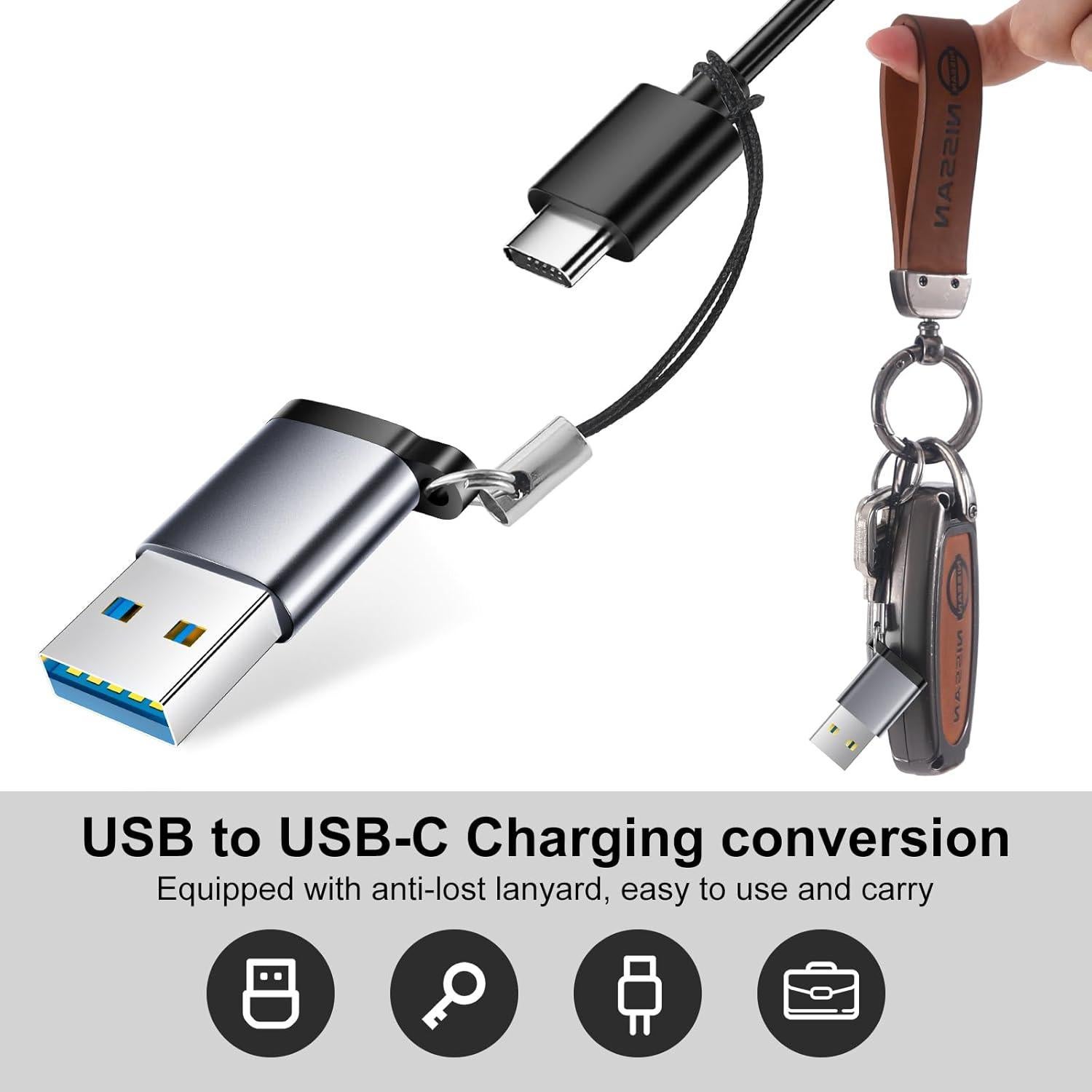Adaptador USB a USB-C BaseNew 6 Paquetes Gris 5 Gbps