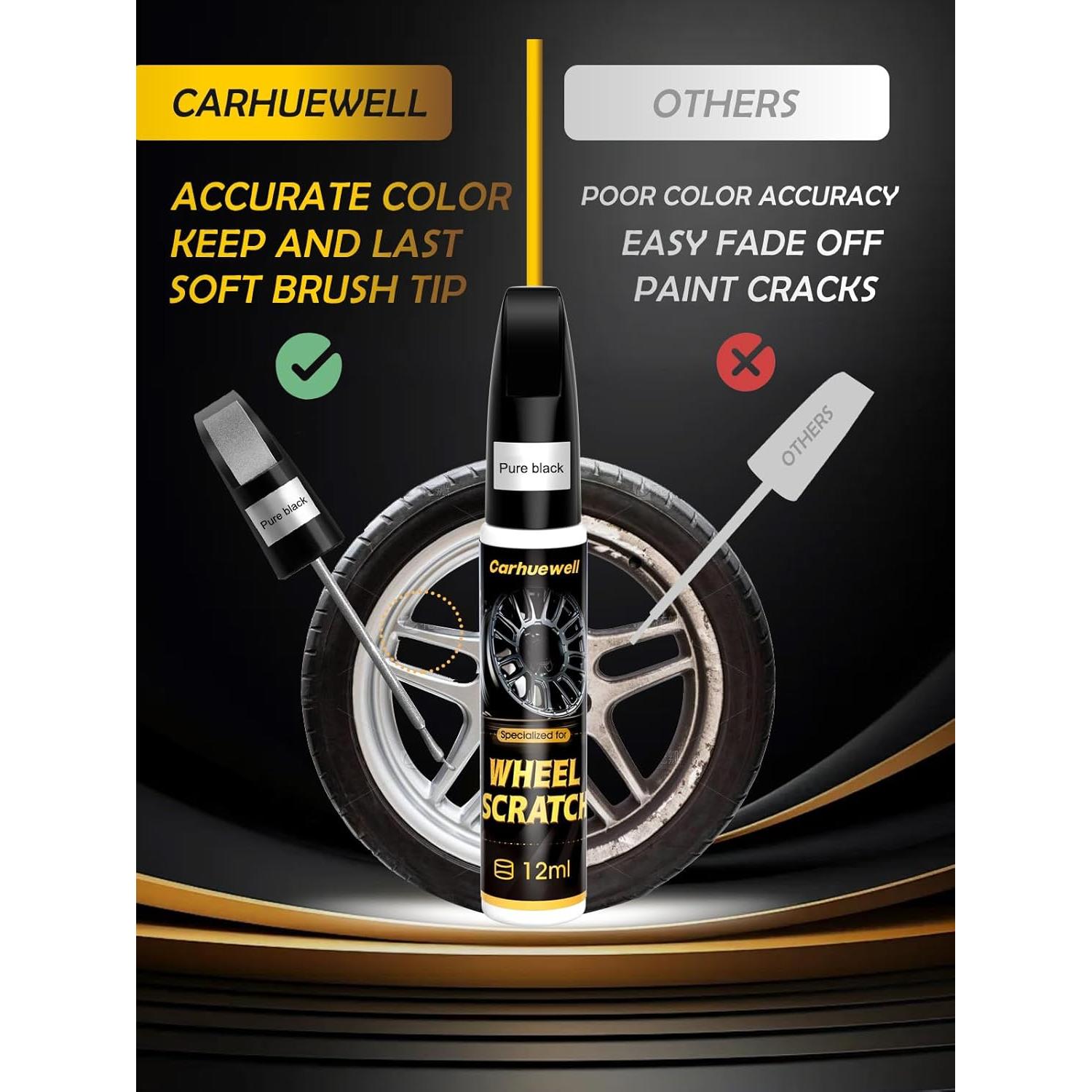 Pintura de Retoque para Llantas Carhuewell 18.93 ml Negra Brillante