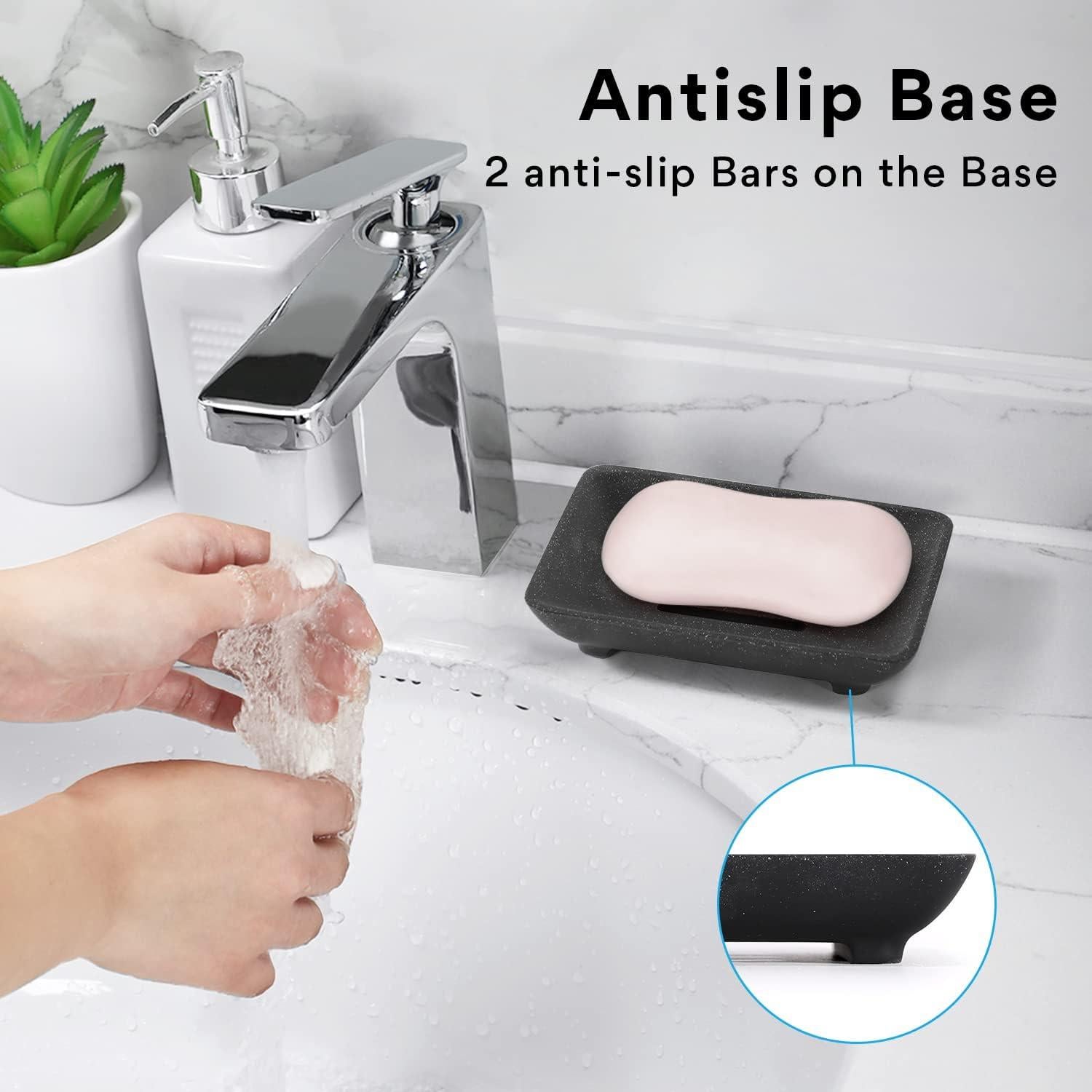 Soporte de Jabón con Drenaje Aimou Negro 12.7x7.6 cm