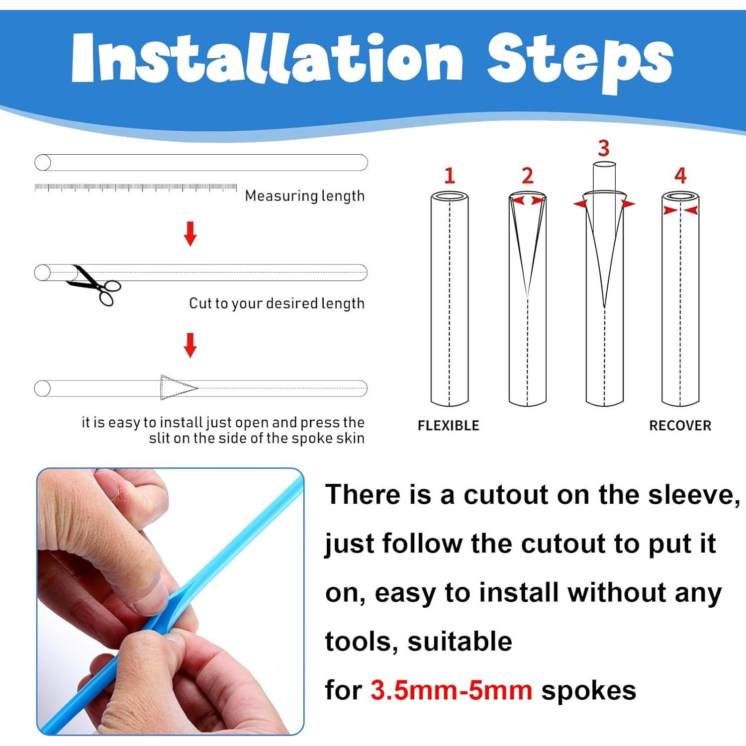 180 Fundas para Radios de Bicicleta DXMWWTP - 10 Colores