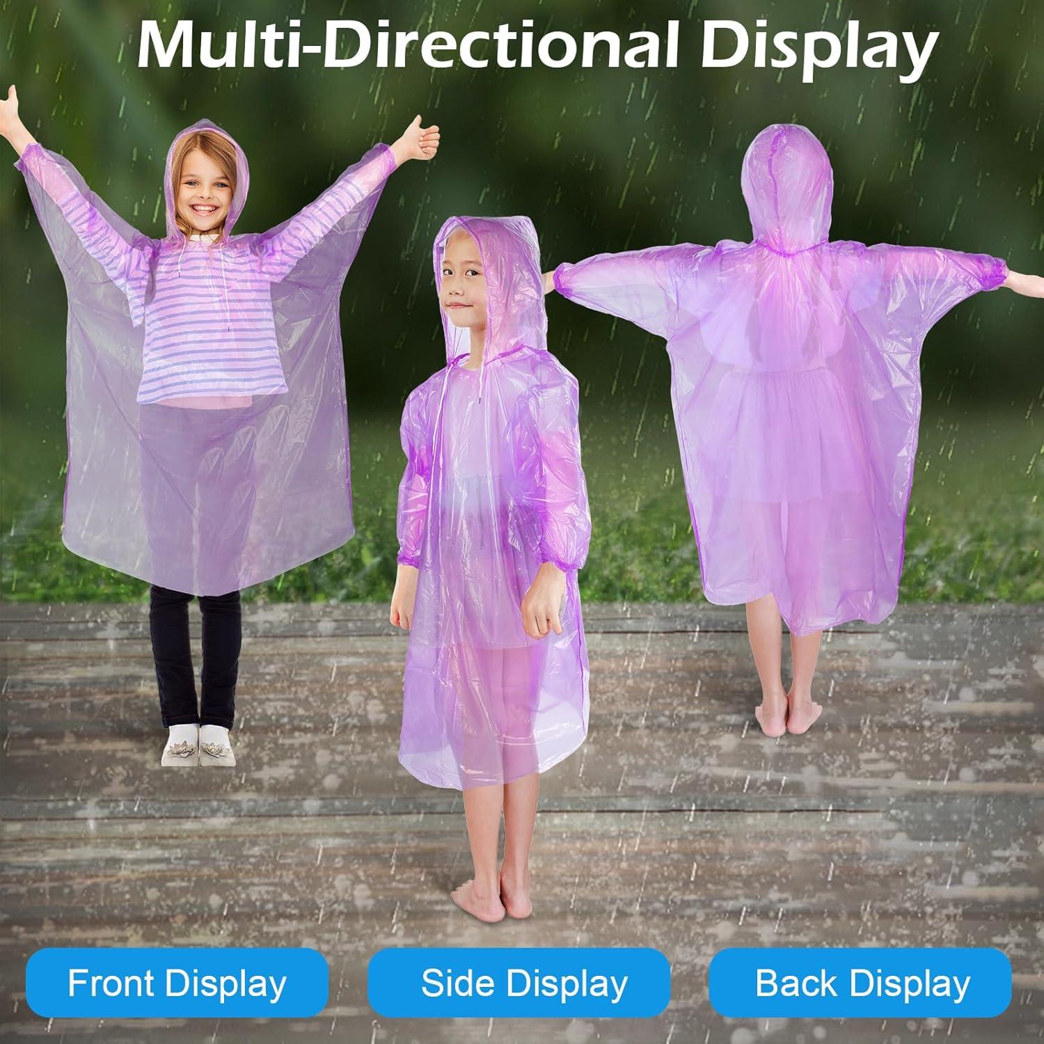 80 Ponchos de Lluvia Desechables para Niños Berlune - Impermeables