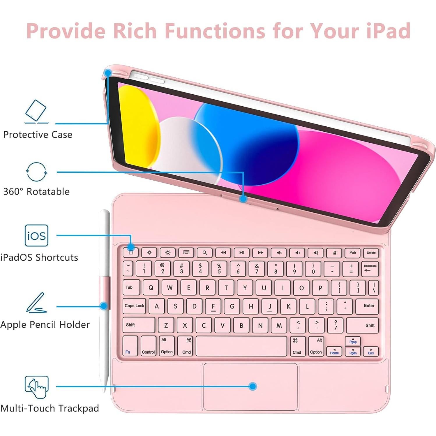 Funda Teclado GGH con Trackpad para iPad 11" y 10" Oro Rosa