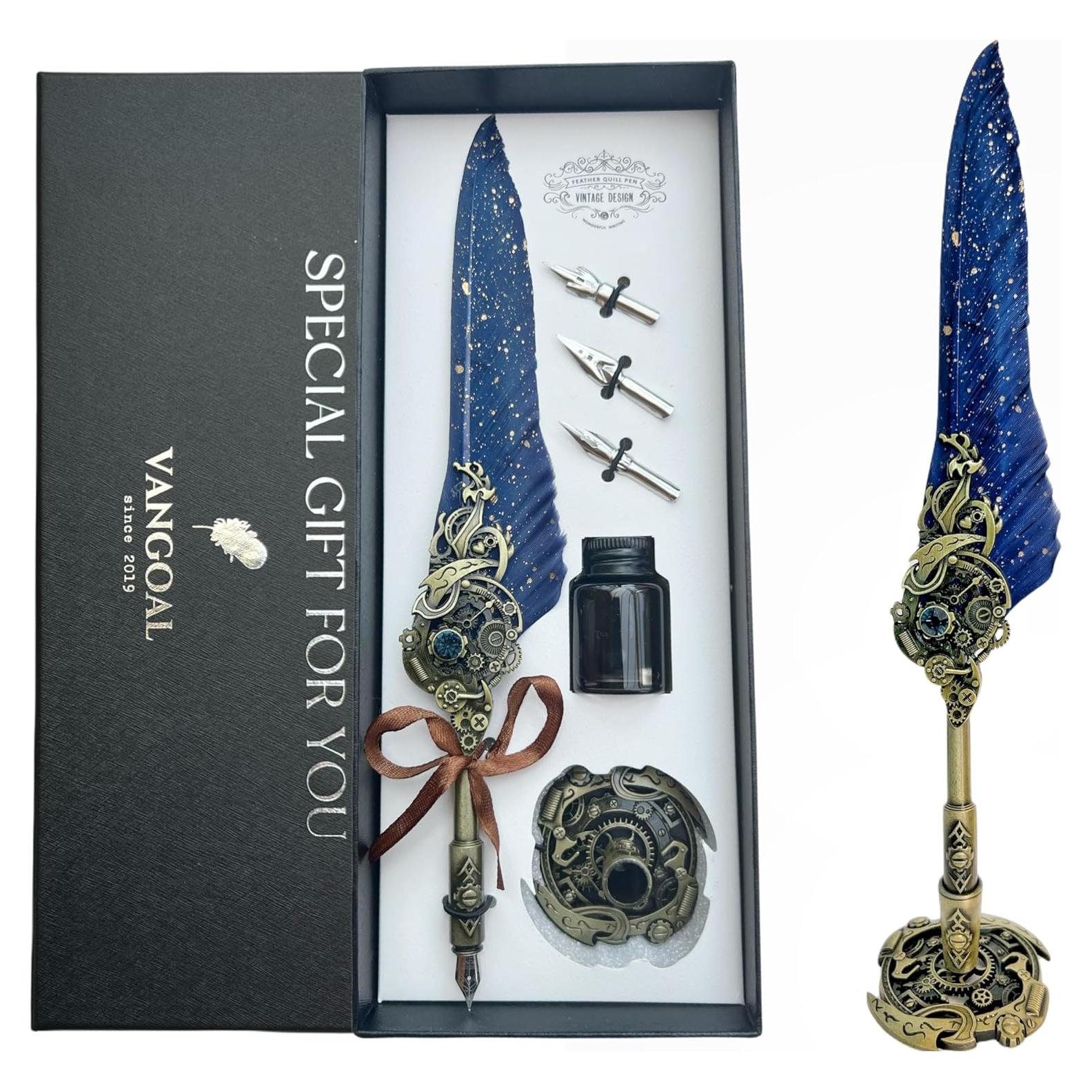 Pluma de Caligrafía VANGOAL Steampunk Azul con Tinta