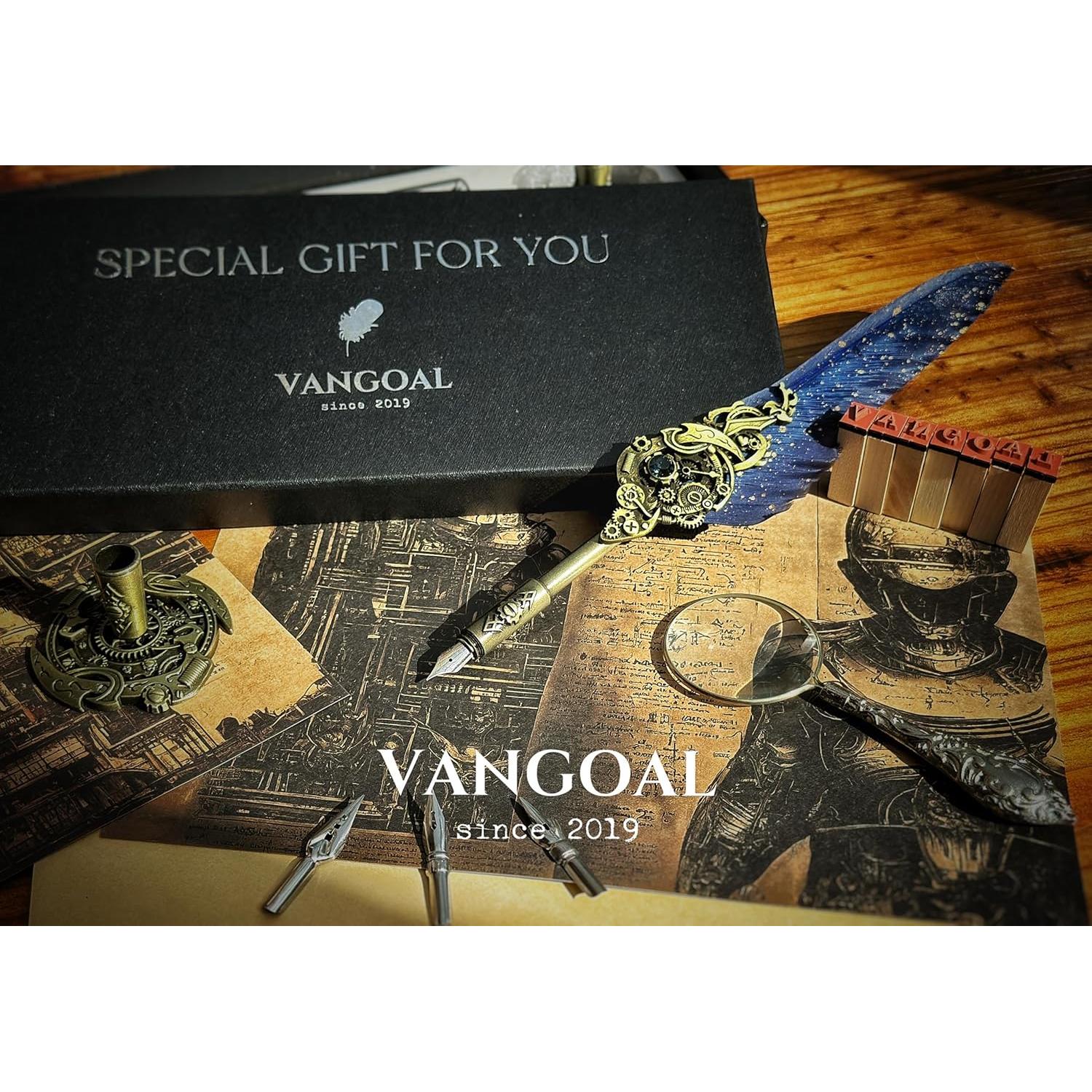 Pluma de Caligrafía VANGOAL Steampunk Azul con Tinta