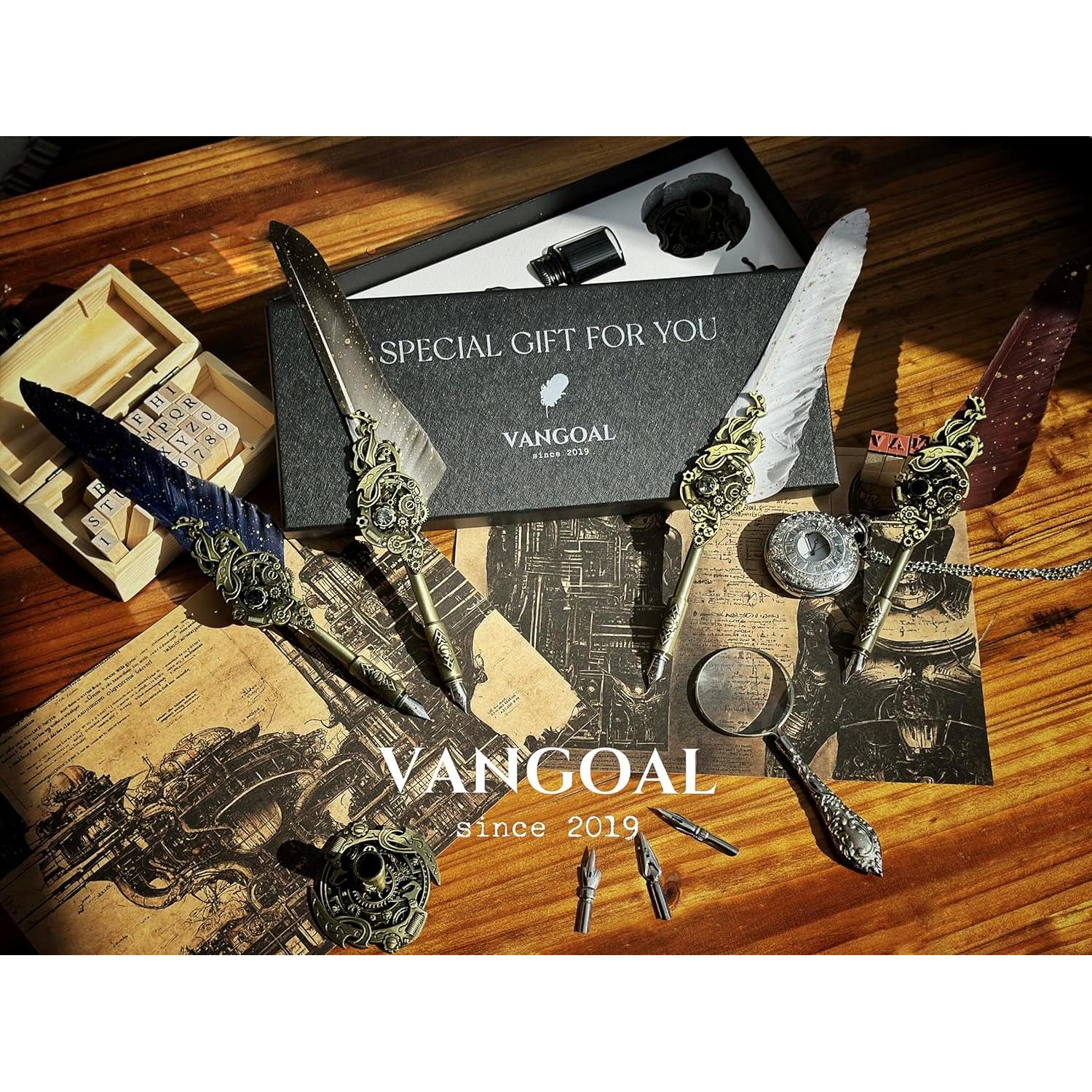 Pluma de Caligrafía VANGOAL Steampunk Azul con Tinta