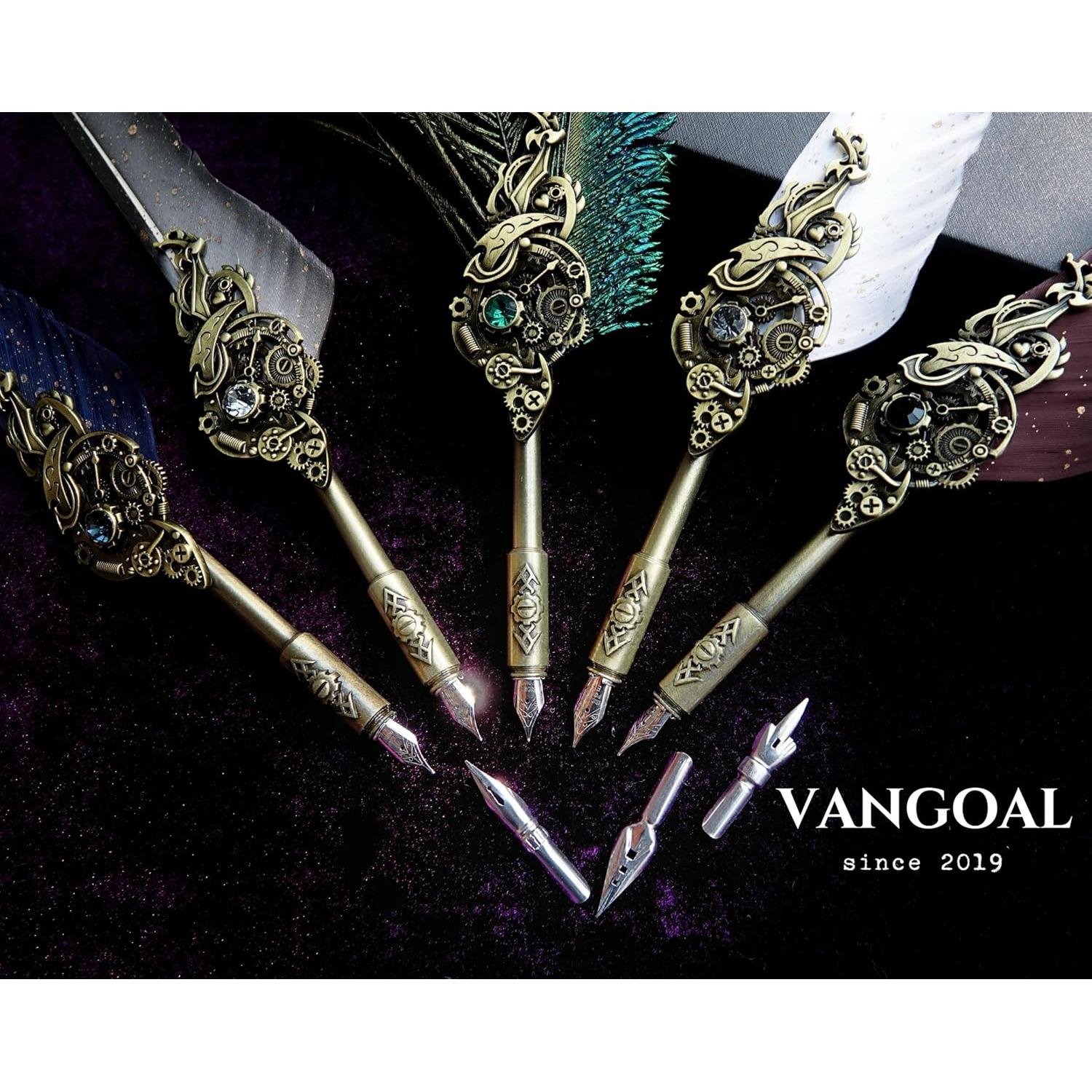 Pluma de Caligrafía VANGOAL Steampunk Azul con Tinta