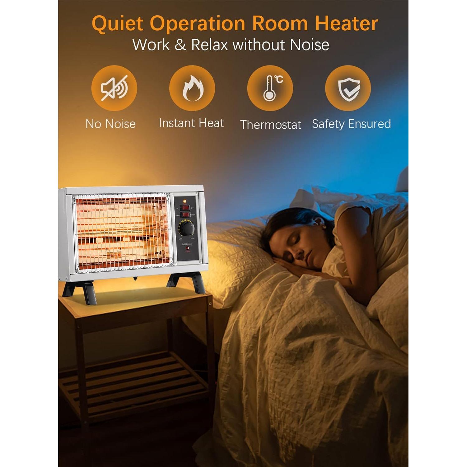 Calefactor Eléctrico JASUN 1500W Radiante Portátil Blanco