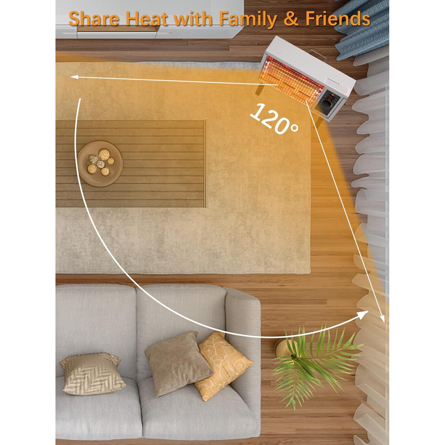 Calefactor Eléctrico JASUN 1500W Radiante Portátil Blanco