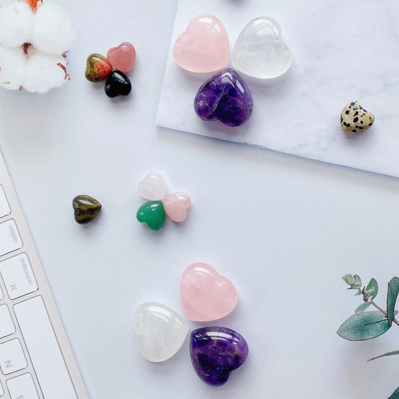 Cristales de Corazón Cuarzo Rosa Amatista Claro QINJIEJIE 3 Pcs