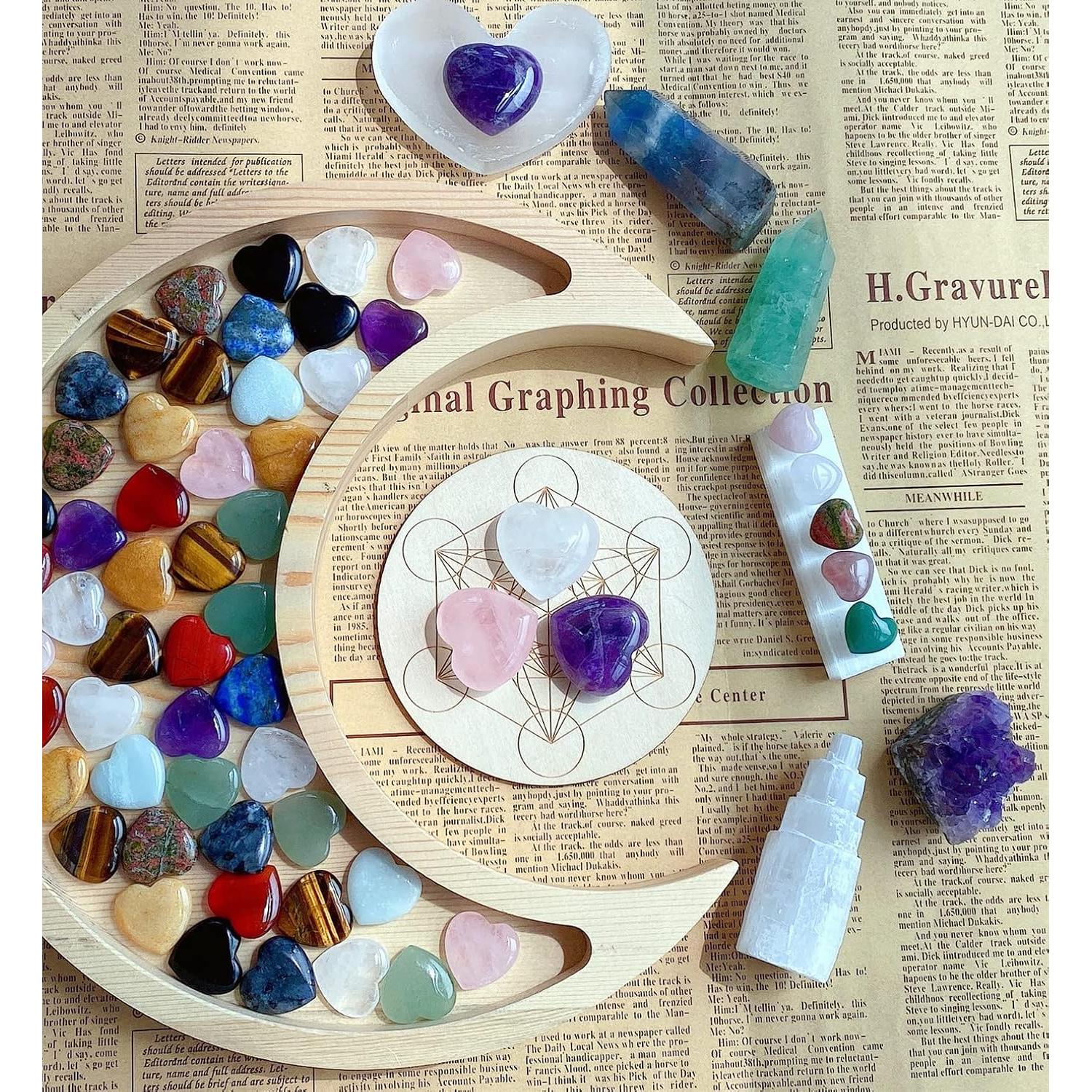 Cristales de Corazón Cuarzo Rosa Amatista Claro QINJIEJIE 3 Pcs