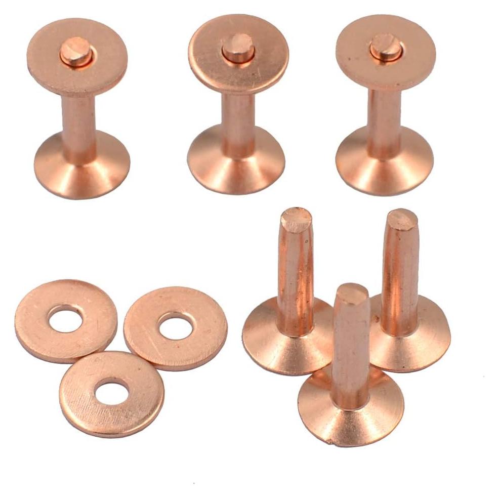 50 Remaches de Cobre Rojo #9 19mm con Arandelas DGOL