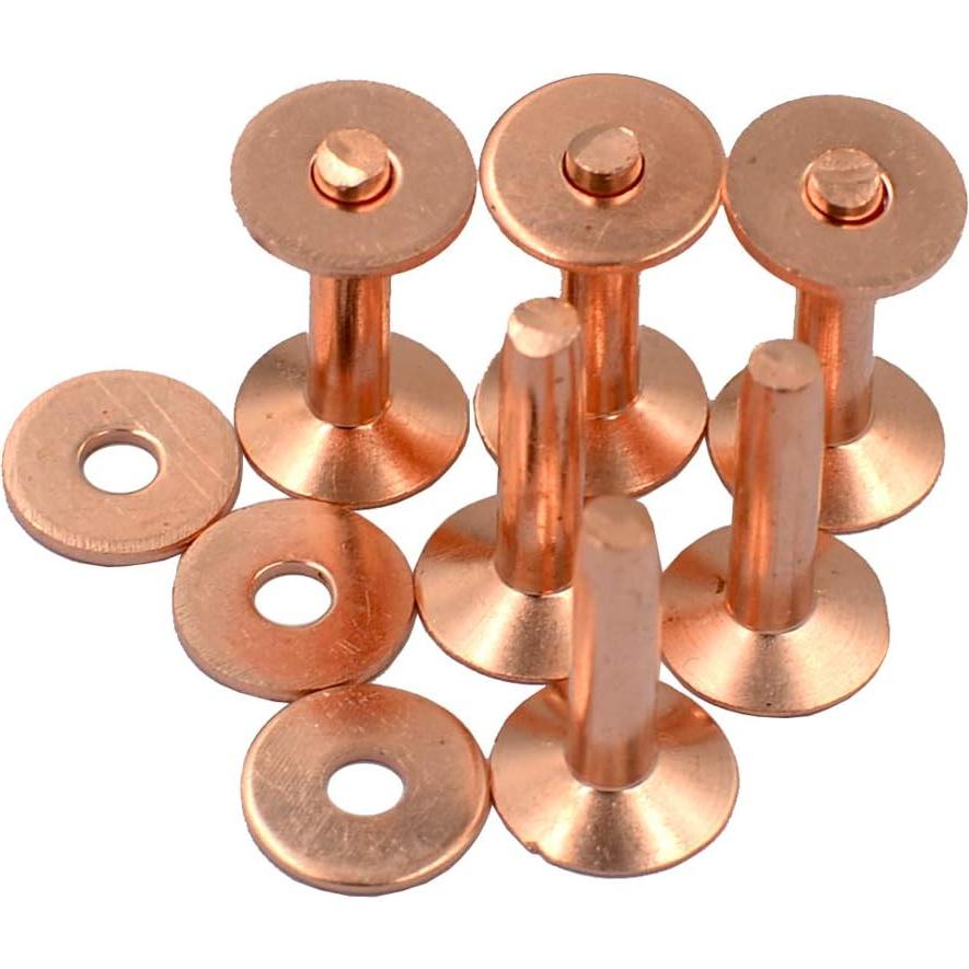50 Remaches de Cobre Rojo #9 19mm con Arandelas DGOL
