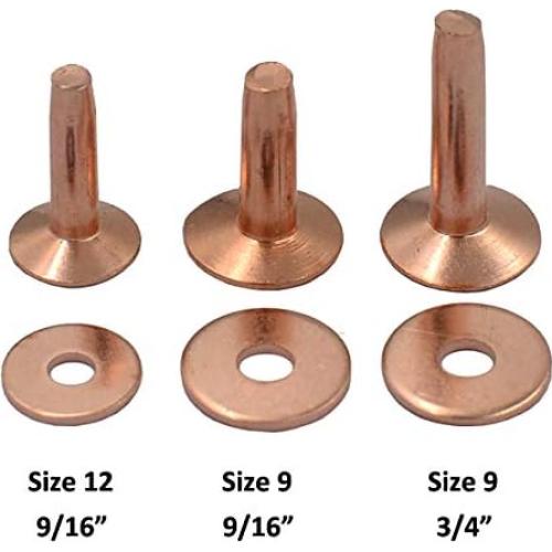 50 Remaches de Cobre Rojo #9 19mm con Arandelas DGOL