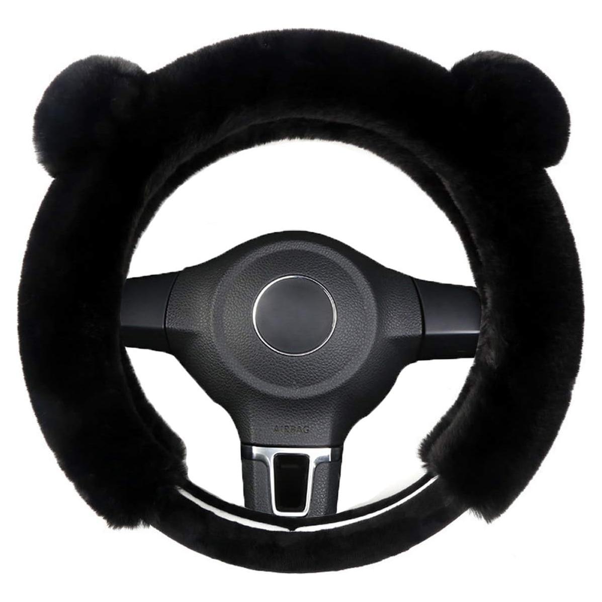Cubierta de Volante Peluda Cxtiy 15" Negro Invierno
