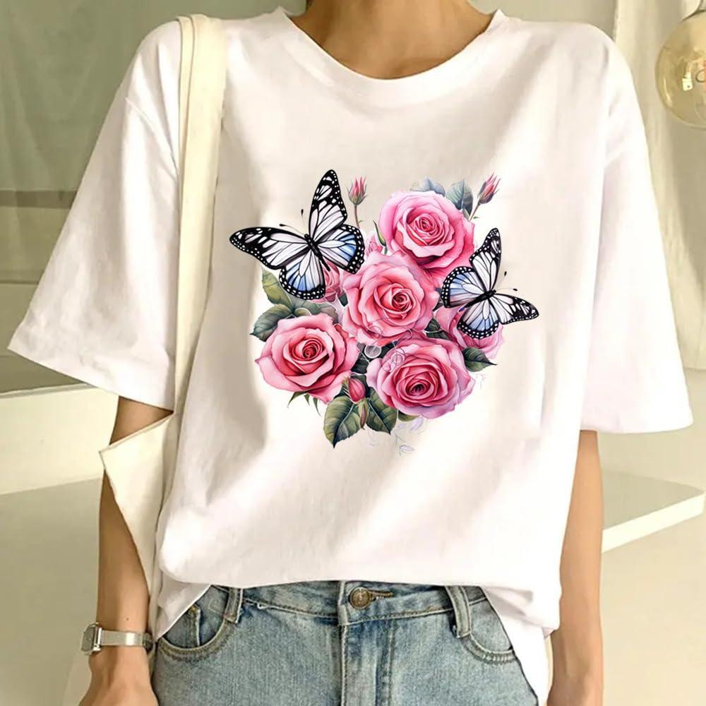 4 Parches de Hierro JATOMSSM Flor Mariposa Vinilo Transferencia