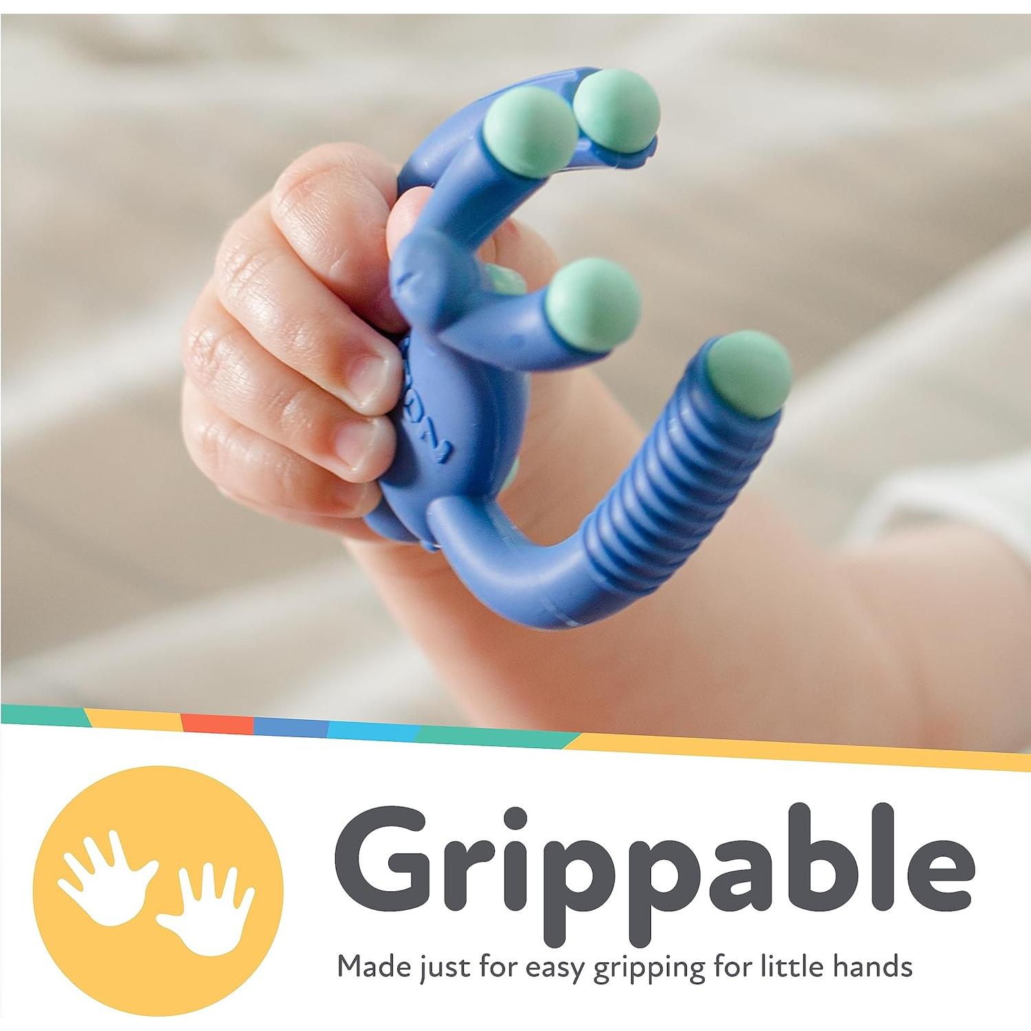 Nuby Geo Zoos Gorila Azul - Juguete de Dentición 3+ Meses