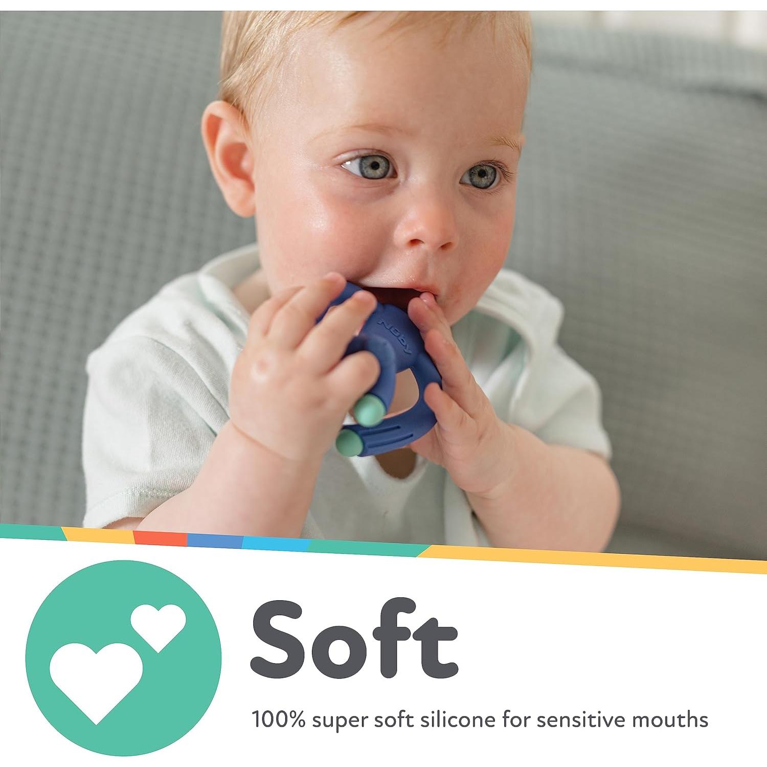 Nuby Geo Zoos Gorila Azul - Juguete de Dentición 3+ Meses