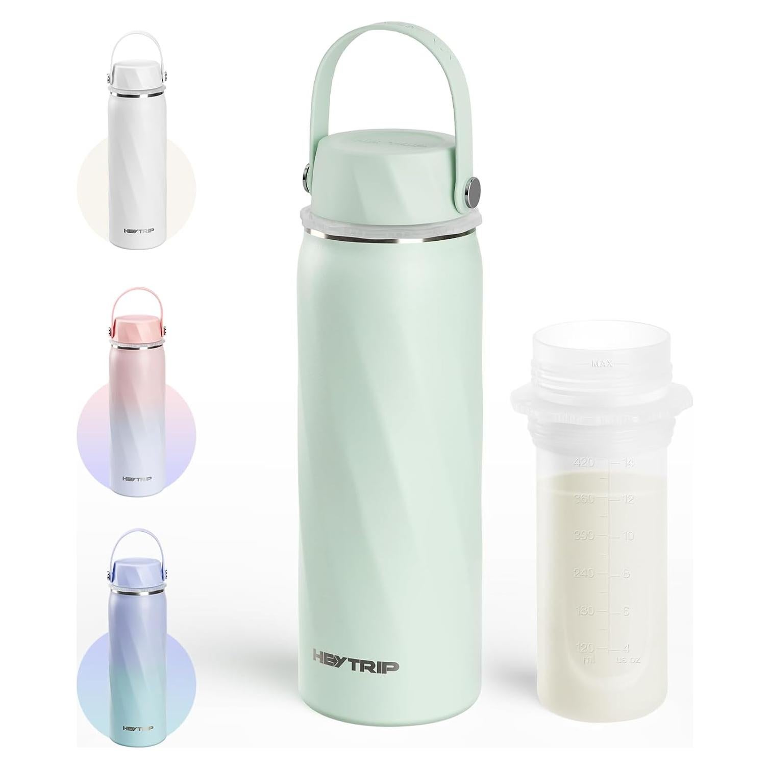 Botella Enfriadora de Leche Materna HEYTRIP 20oz Acero Inoxidable Verde