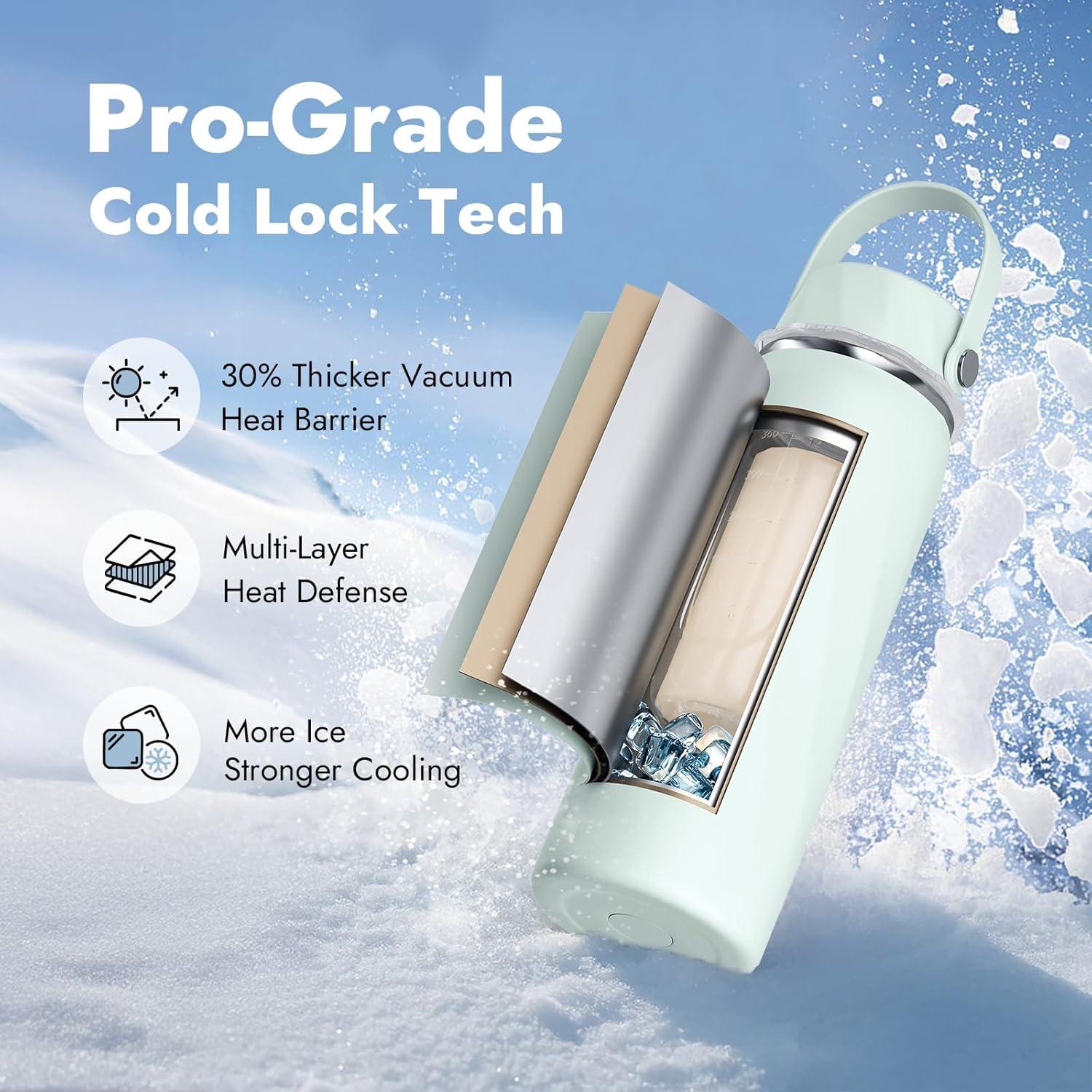 Botella Enfriadora de Leche Materna HEYTRIP 20oz Acero Inoxidable Verde